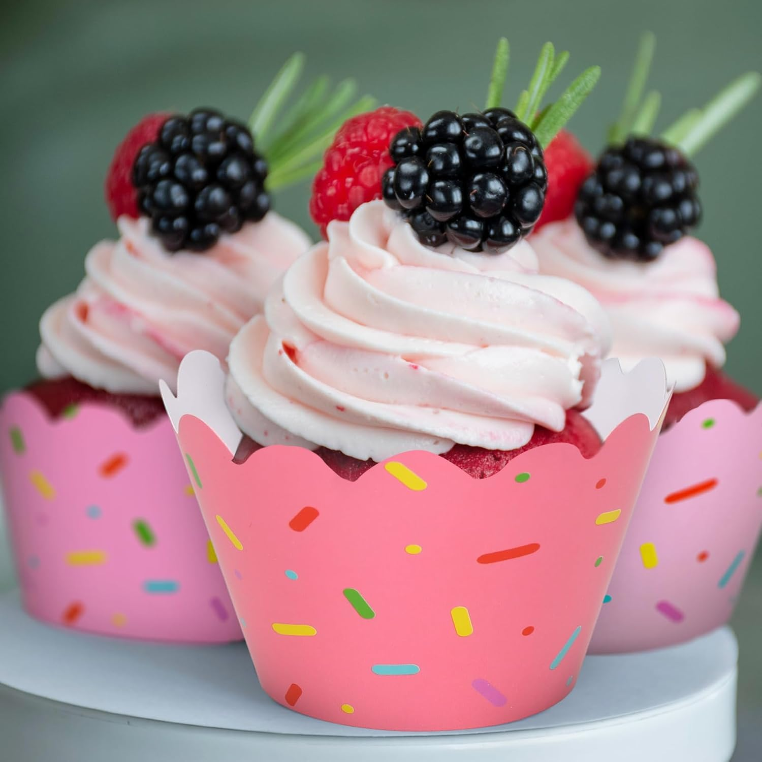 Whaline 36Pcs Colorful Donut Cupcake Wrappers Blue White Pink Sprinkles Icing Cupcake Liners Candyland Party Paper Baking Cup Decorative Cupcake Holders for Christmas Birthday Party Cake Decoration image number 4