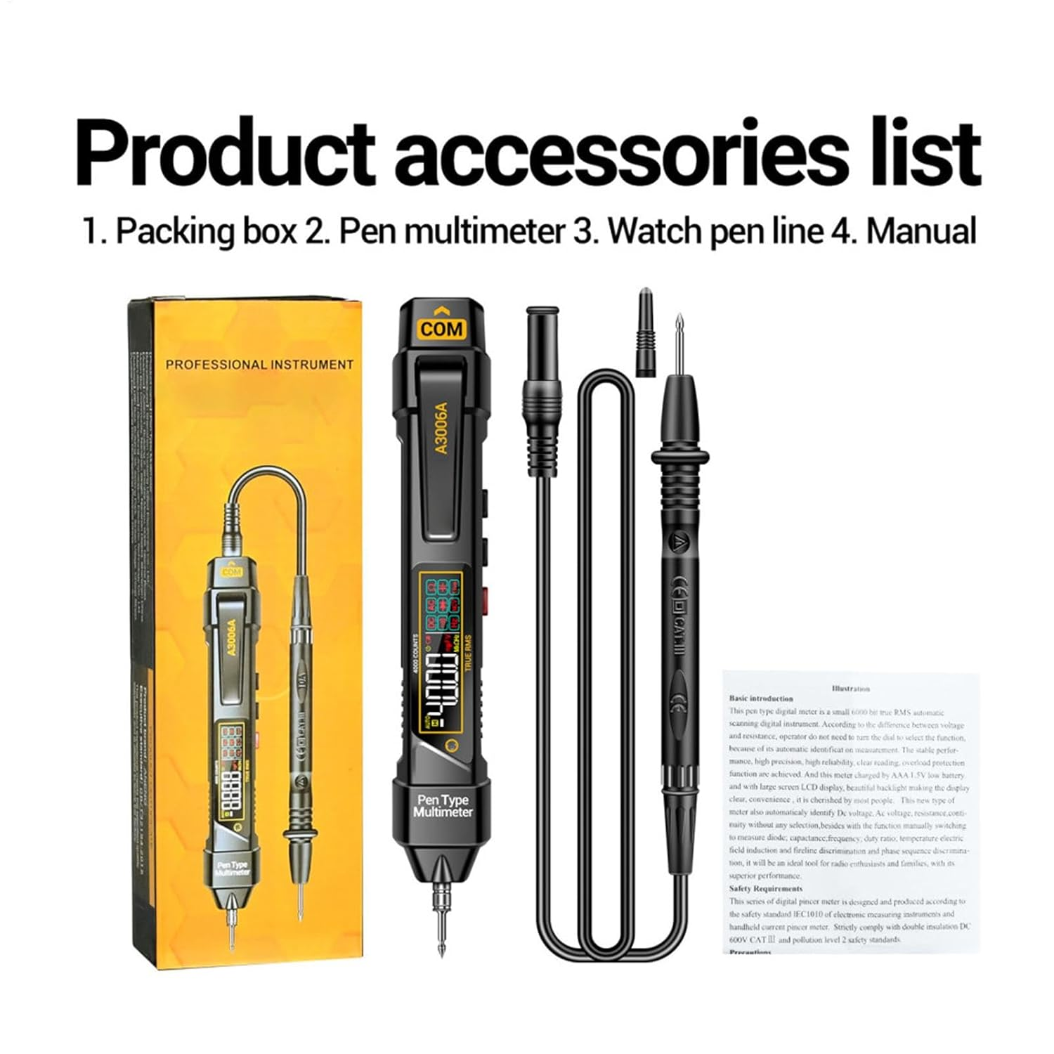 Vgvgaj Electrical Multimeter, Pen Type Intelligent Current Meter, 4000 Counts LCD Display Voltmeter Pen Test Multimeter Measure AC DC Voltage Resistance Diode for Electrician Tools image number 5