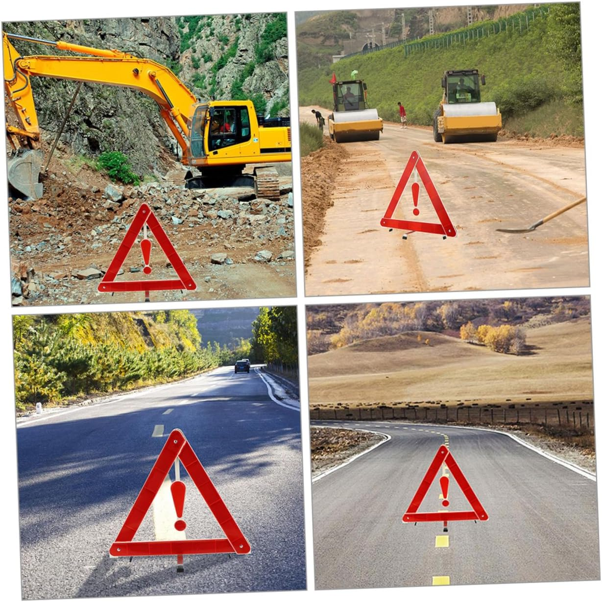 3Pcs Foldable Reflective Emergency Warning Triangles Safety Roadside Triangle Reflectors for Vehicles High Visibility Highway Road Warning Signs