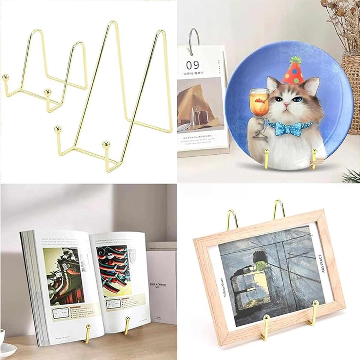 4 Pcs Display Stand,Metal Frame Stand for Picture, Book, Photo Easel, Creation, Book Display Stand Tabletop Art Decorative Trays image number 3