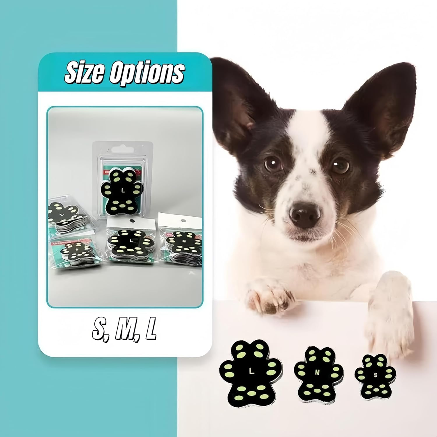 Midrodlle Dog Paw Pad Protector, Non-Slip Traction Pads with Dots, 8 Sets/24 Pcs, Black with Green Dots (Large) image number 1
