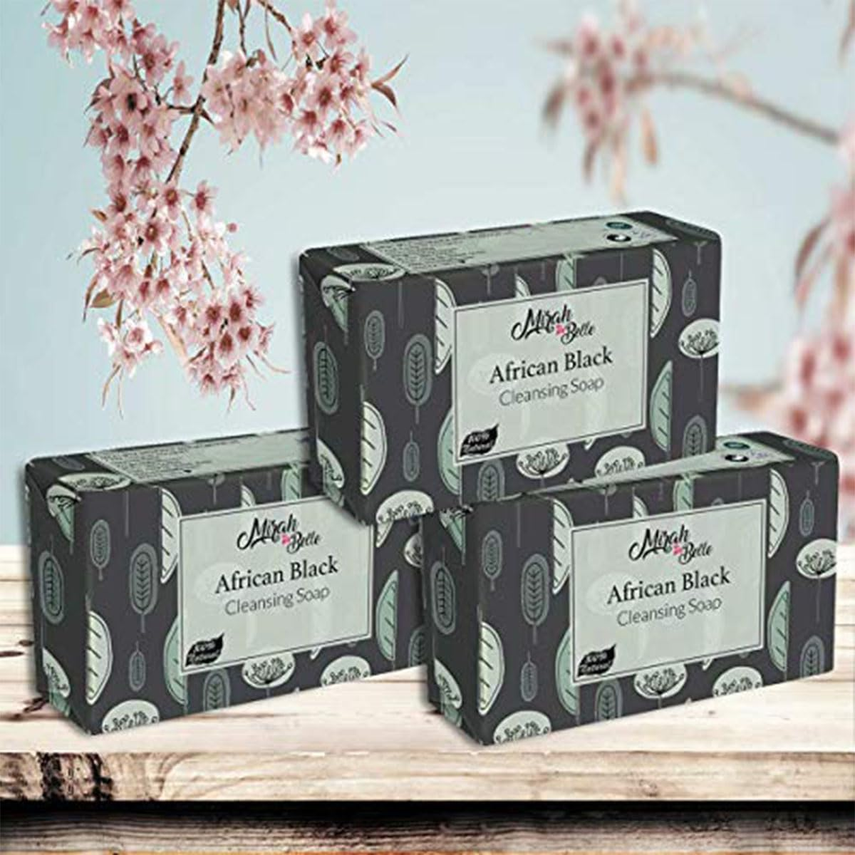 Mirah Belle - Black African Soap Bar (Pack of 3-75 GM) - Organic, Vegan and Natural - Best for Acne - 225 Gm