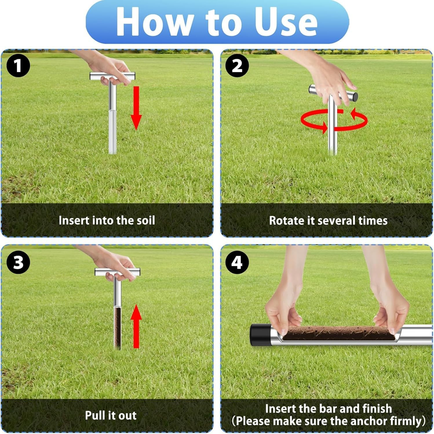 12 Inch Stainless Steel Soil Sampler Probe, T-Style Handle Soil Test Probe, Soil Probe for Soil Sampling, Soil Test Kit for Plant Care, Farm, Lawn Garden image number 2