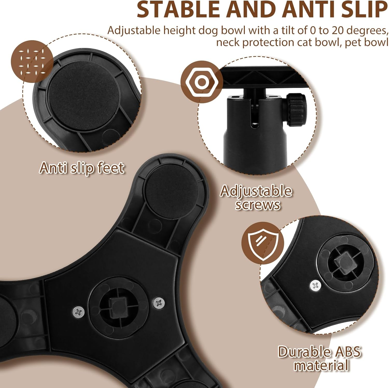 Cat Bowl Stand with Bowl Height Adjustable Cat Food Stand Tilted Cat Food Bowl Stand Raised Cat Food Bowl Easy to Cleaning Cat Dishes Tilted for Cats and Small Dogs image number 4