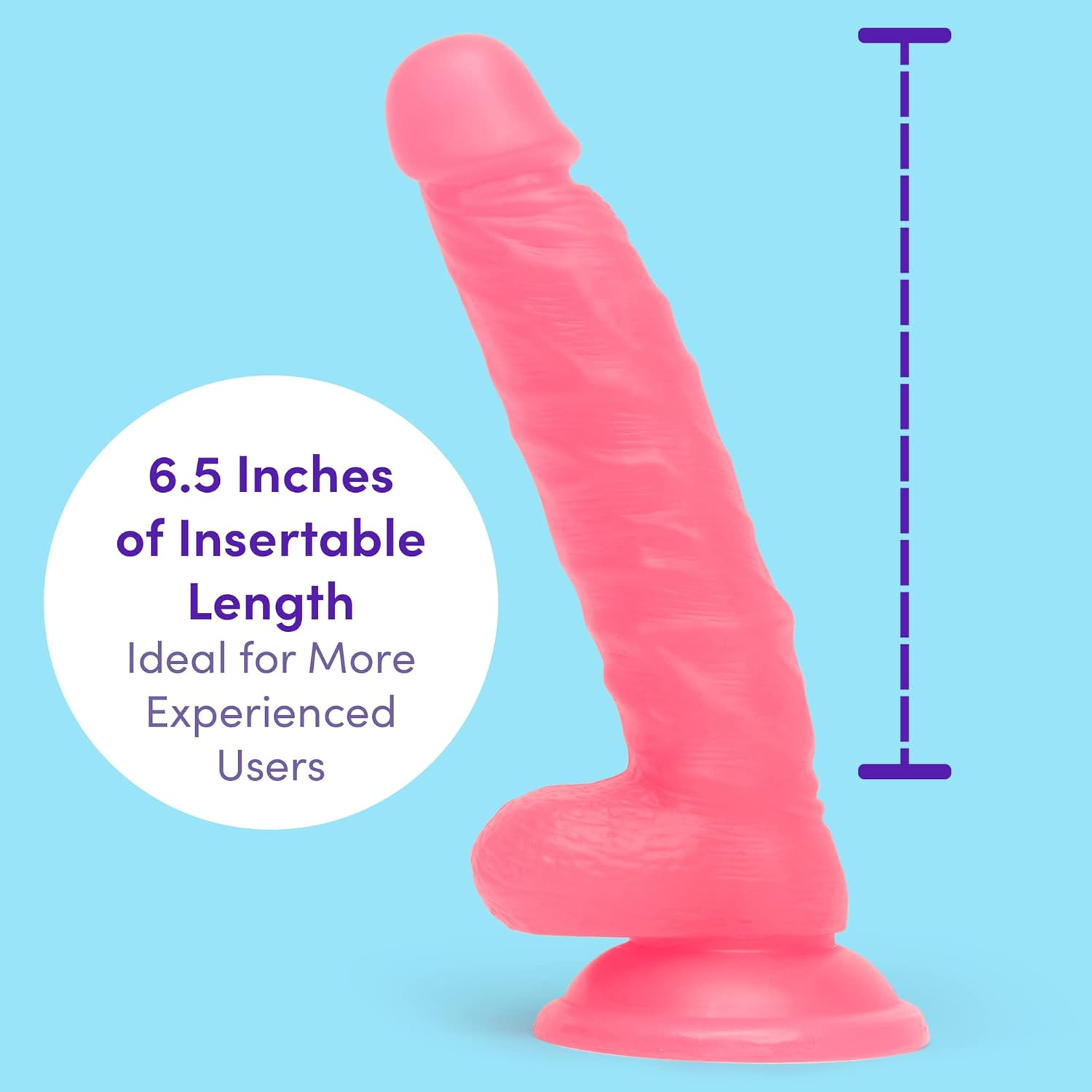 Lovehoney Realistic Dildo - 6.5 Inch with Suction Cup - Glow in the Dark Dildo - Waterproof - Pink