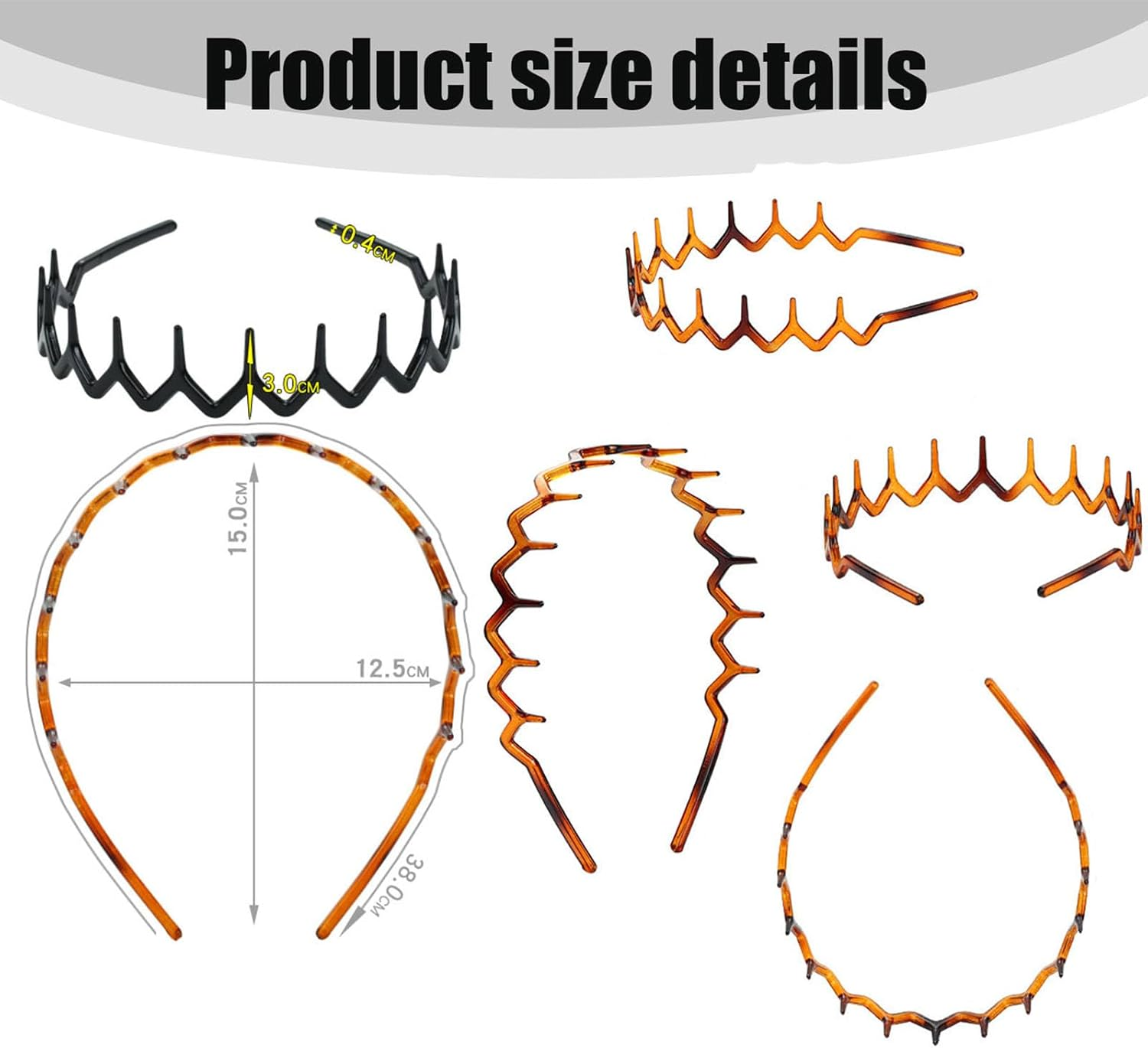 2Pcs Toothed Hair Hoop Toothed Headband, Tooth Comb Hairband Wavy Zigzag Headband Plastic Hair Hoops Zigzag Hair Band for Women Girls Fashion Hair Hoop image number 1