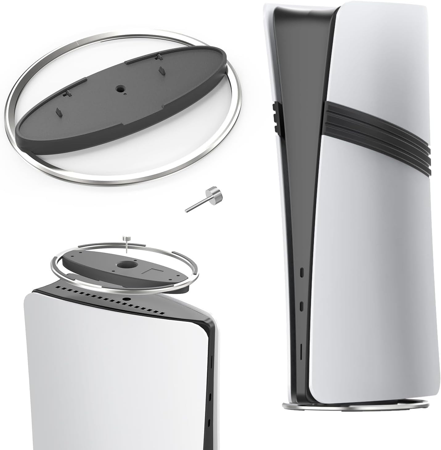 ZONEY Vertical Stand for PS5 PRO/PS5 Slim/For PS5 Consoles, Universal Upright round Dock Base Desktop Bracket Holder Accessories for All P5 Console Disc and Digital Editions (Grey)