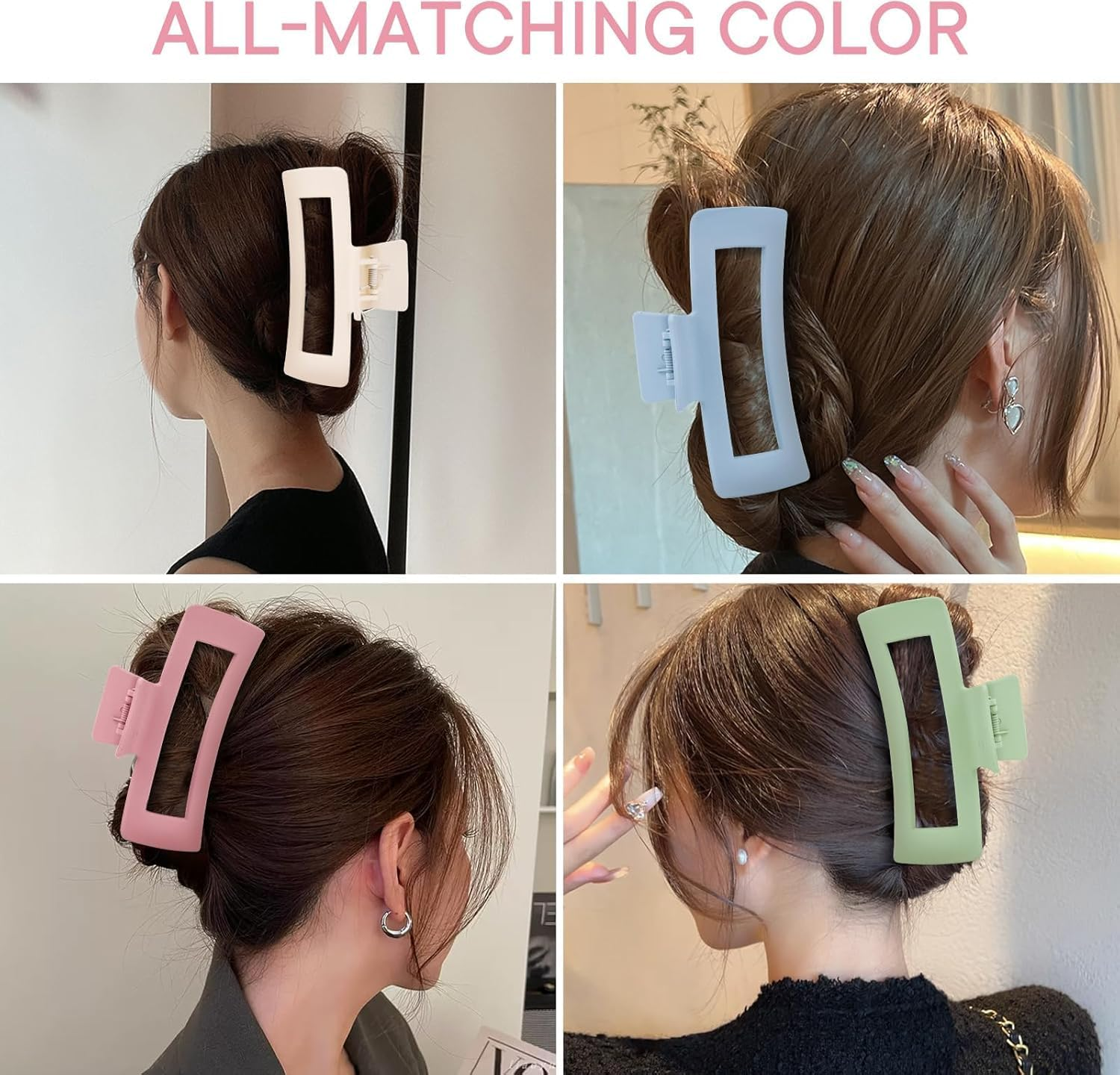 Jumbo Non-Slip Claw Clip for Thick Hair with Strong Hold and Matte Finish - 4-Piece Set for Women, Perfect for Wet and Dry Hair, Salon-Quality Hair Claw - Orevan image number 2