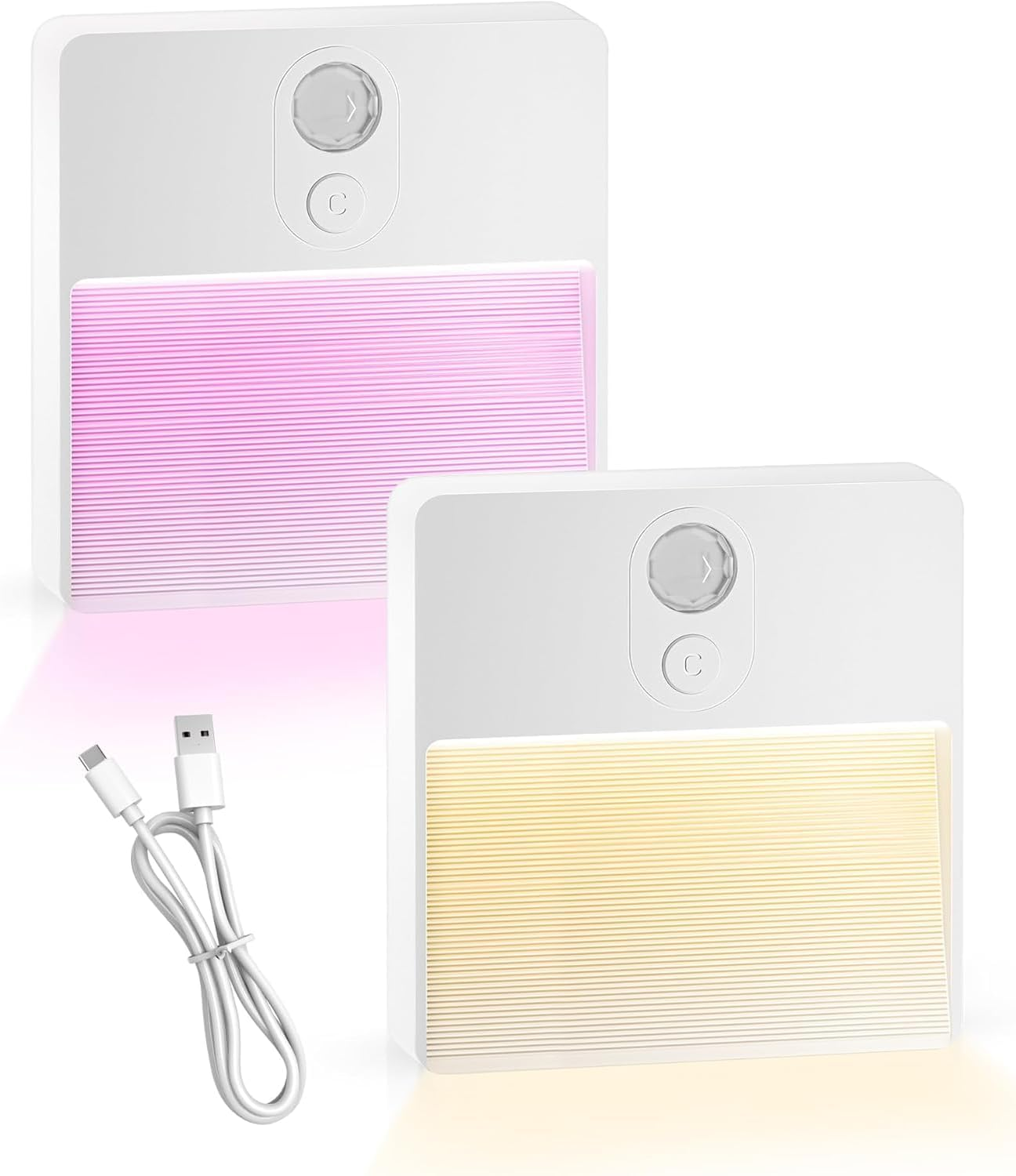 Dimmable Night Lights, Rotatable Rechargeable LED Night Light, Dusk to Dawn Sensor, Adjustable Brightness (Warm White-Cylindrical-2Pack)