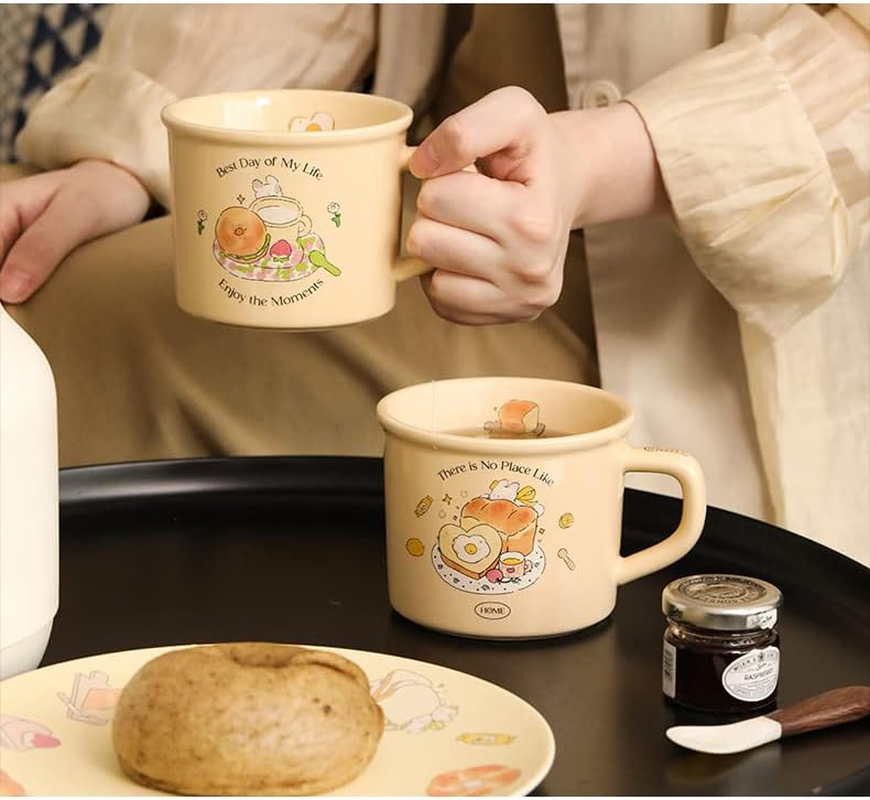 Cute Morning Coffee Mug 380Ml/12Oz Kawaii Bunny and Toast Bagel Household Ceramics Latte Milk Tea Cup for Boys Girls Kids Daughter Son Home Family (Toast) image number 4