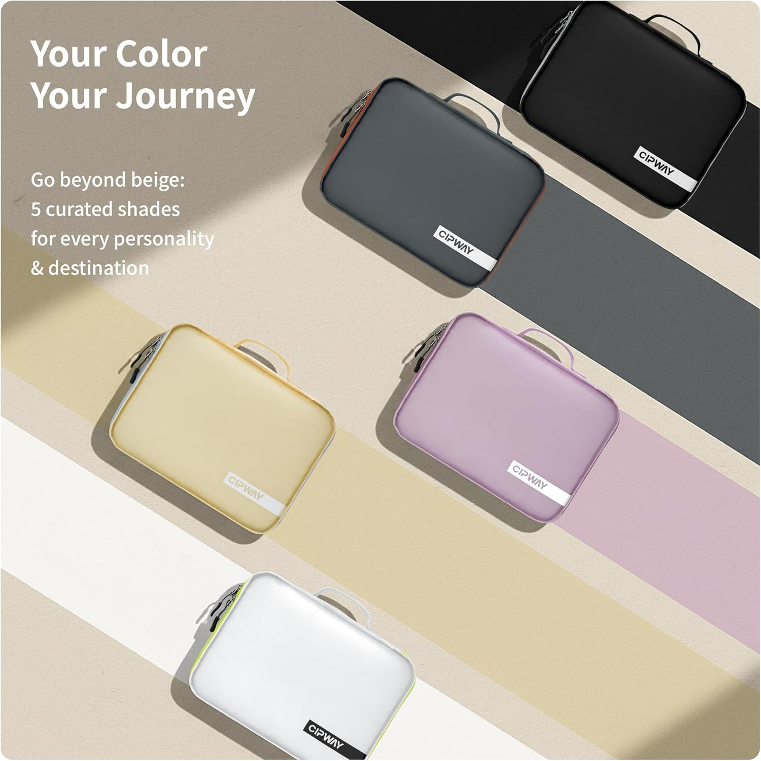 Cipway 5 Set Packing Cubes for Travel Suitcase Organizer for Accessories Luggage Carry on Suitcase Lightweight Vanilla Cream - Mauve Pink image number 7