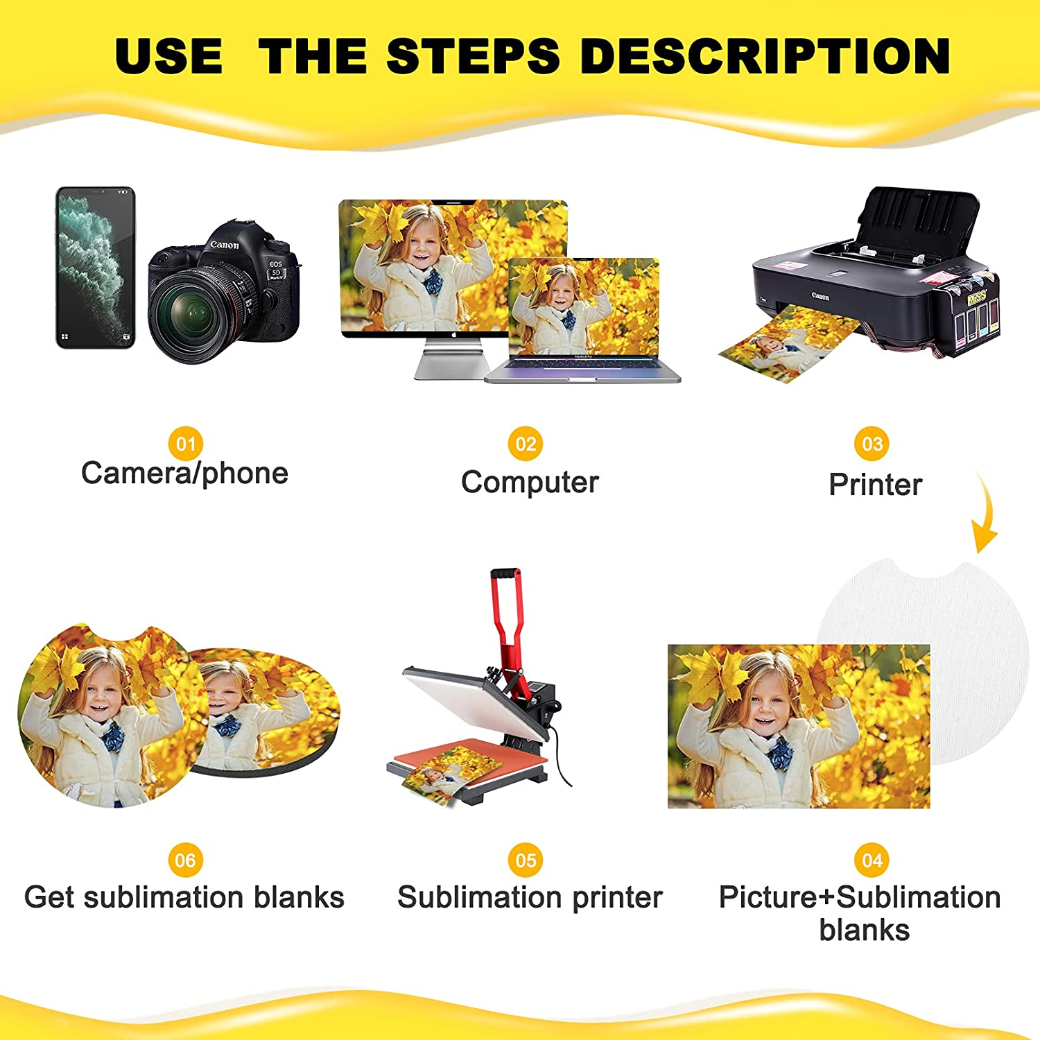 100Pcs Sublimation Blanks Products - Sublimation Cup Coasters Blanks 2.75 Inch for DIY Crafts Car Cup Coasters Painting Project Sublimation Accessories image number 6