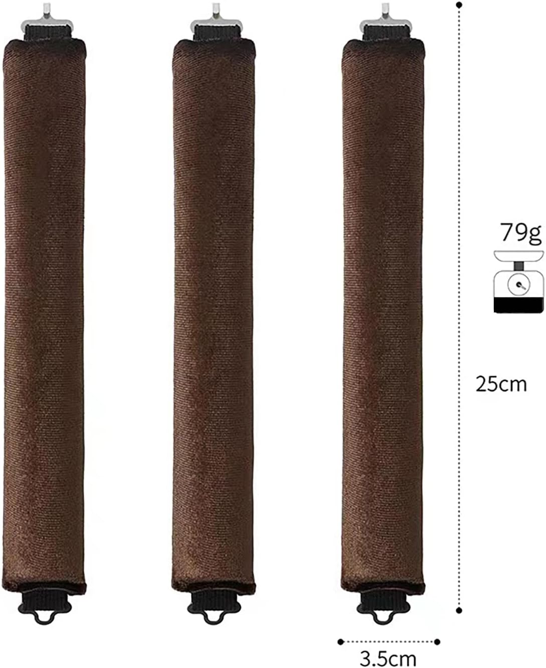 3PCS Sleep in Heatless Curlers No Heat Curler Roller for Long Medium Hair Overnight Heatless Curls Curling Rod for Big Waves, Soft Velvet Thick Flexi Rods with Hook (Khaki) image number 2