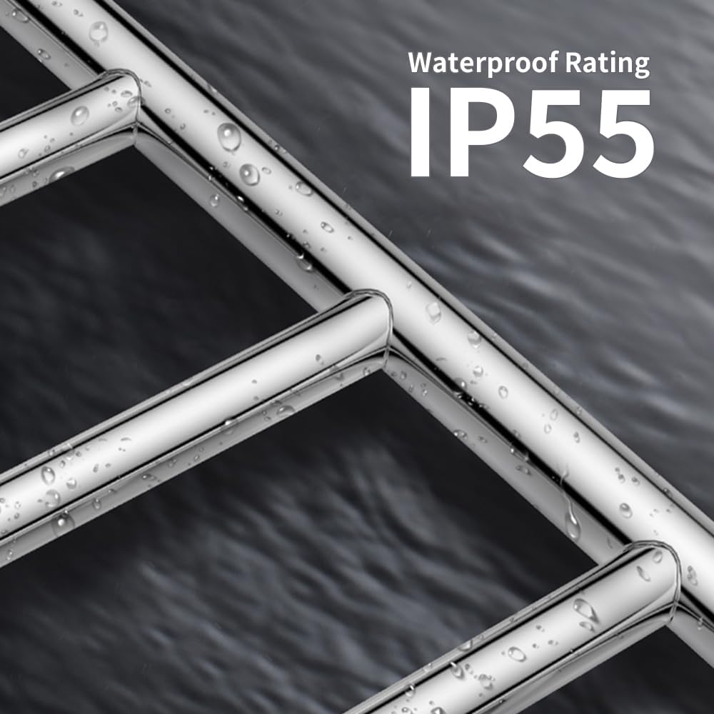 Viviendo Polished Premium Stainless Steel Electric Heated Towel Rack - 9 Bar 106Cm Chrome