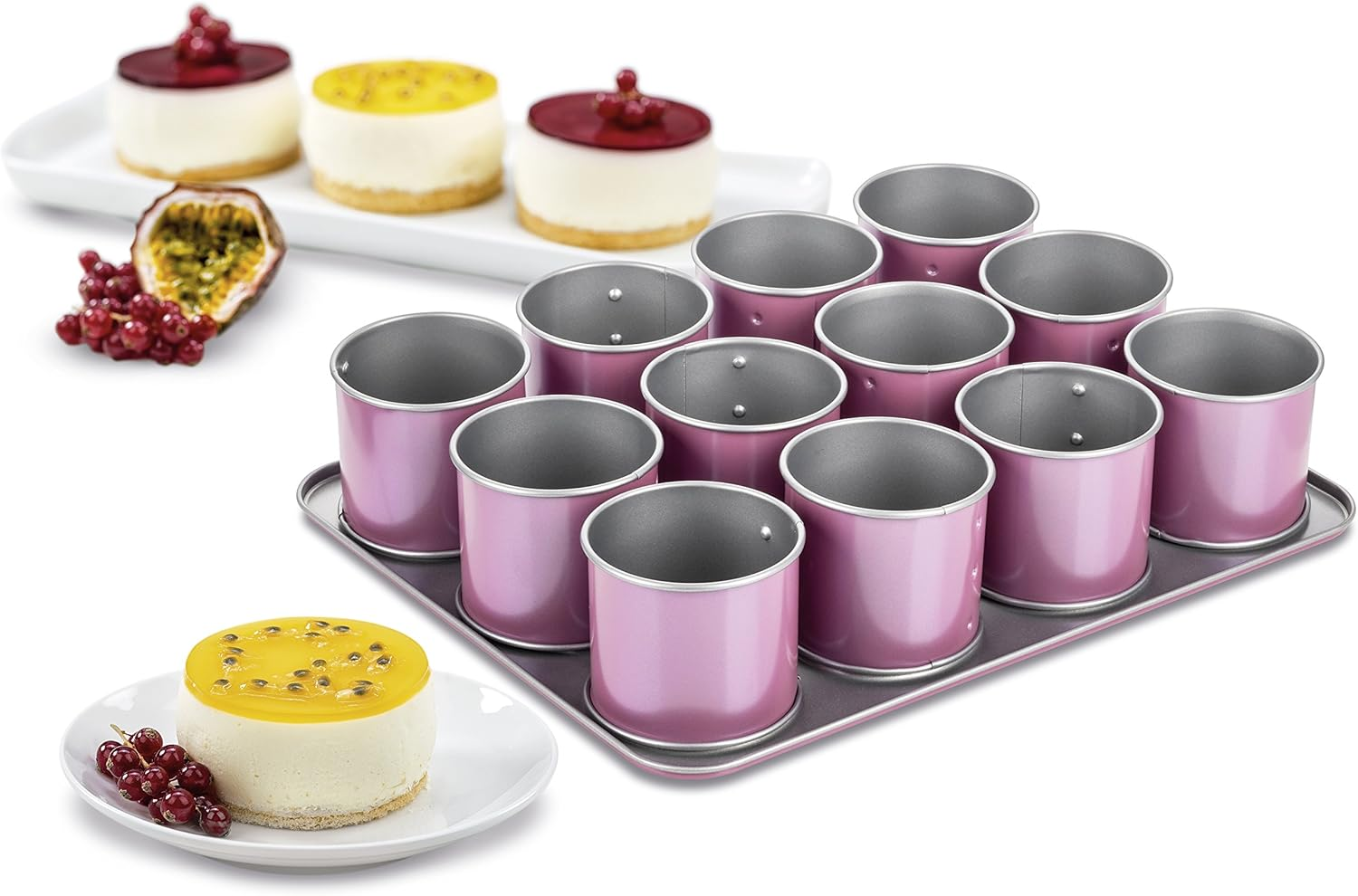 Zenker Creative Studio 12 Mini Cake Baking Tray, Cupcake Baking Mould, Mini Cake Mould with Non-Stick Coating, Cake Mould for Small Cakes, Creative Baking (Colour: Pink, Silver), Quantity: 1 Piece image number 3