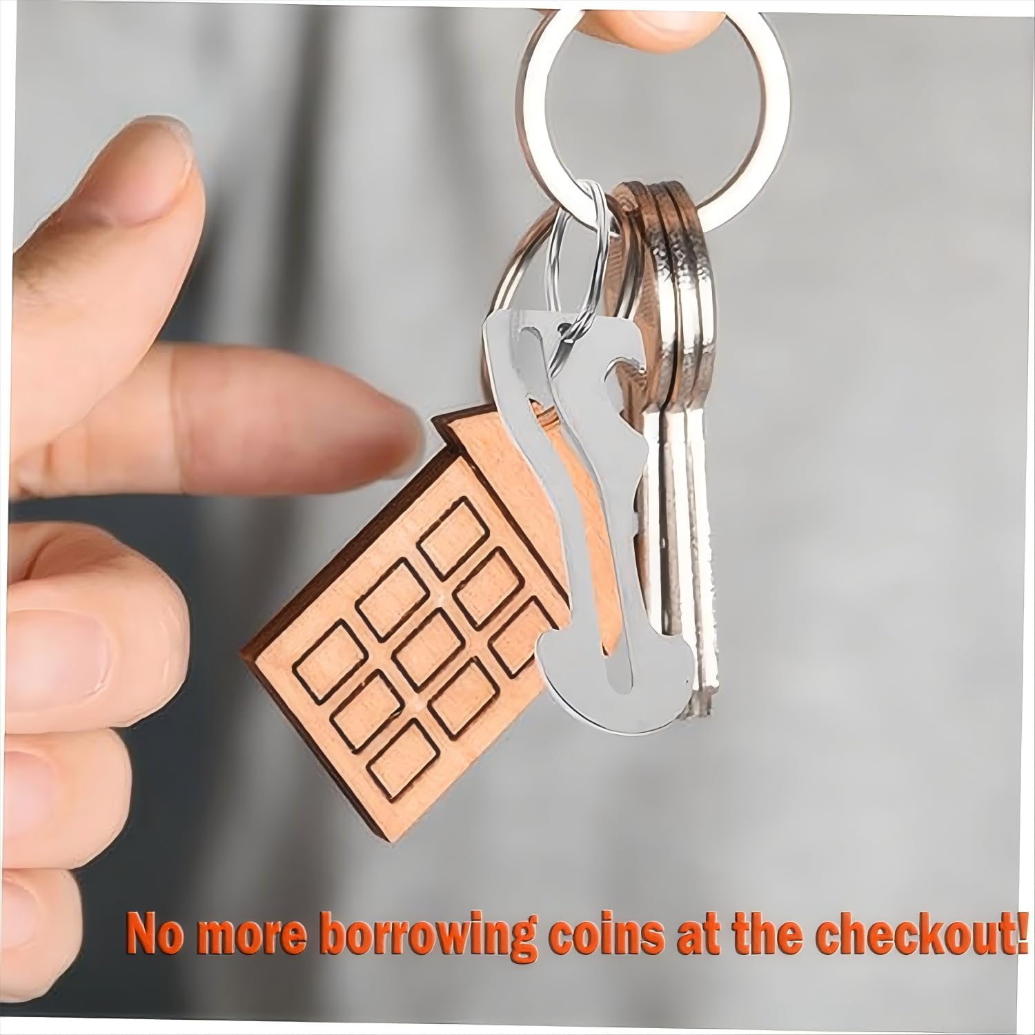 SILHOL 5 Pieces Stainless Steel Trolley Keys, Coinless Shopping Cart Unlocker with Keyring