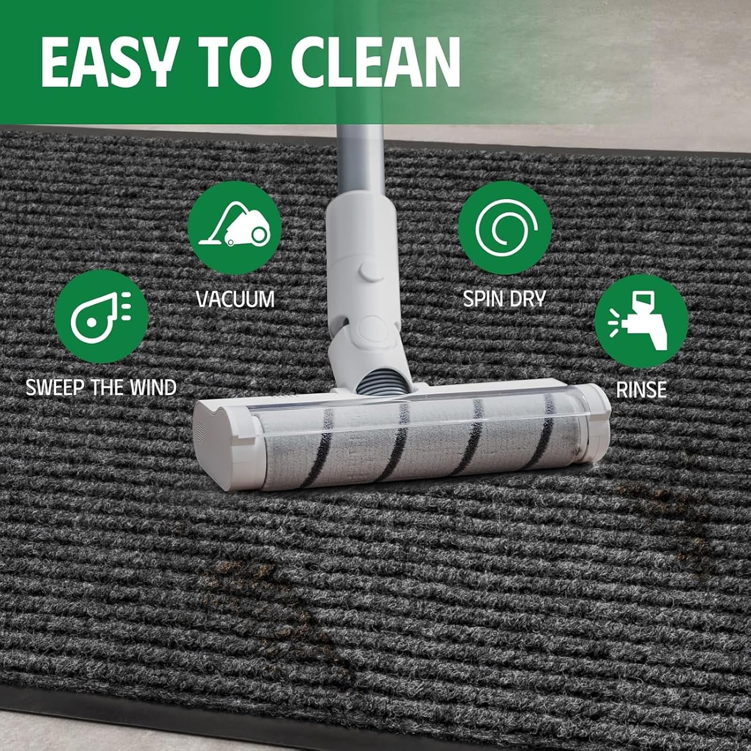 Door Mat 1 X 3M, Doormat Indoor Non-Slip Dirt Trapper, Absorbent inside Entrance Rug, Washable Low Profile Front Mats for Entryway, Muddy Shoes and Paws,Grey image number 4