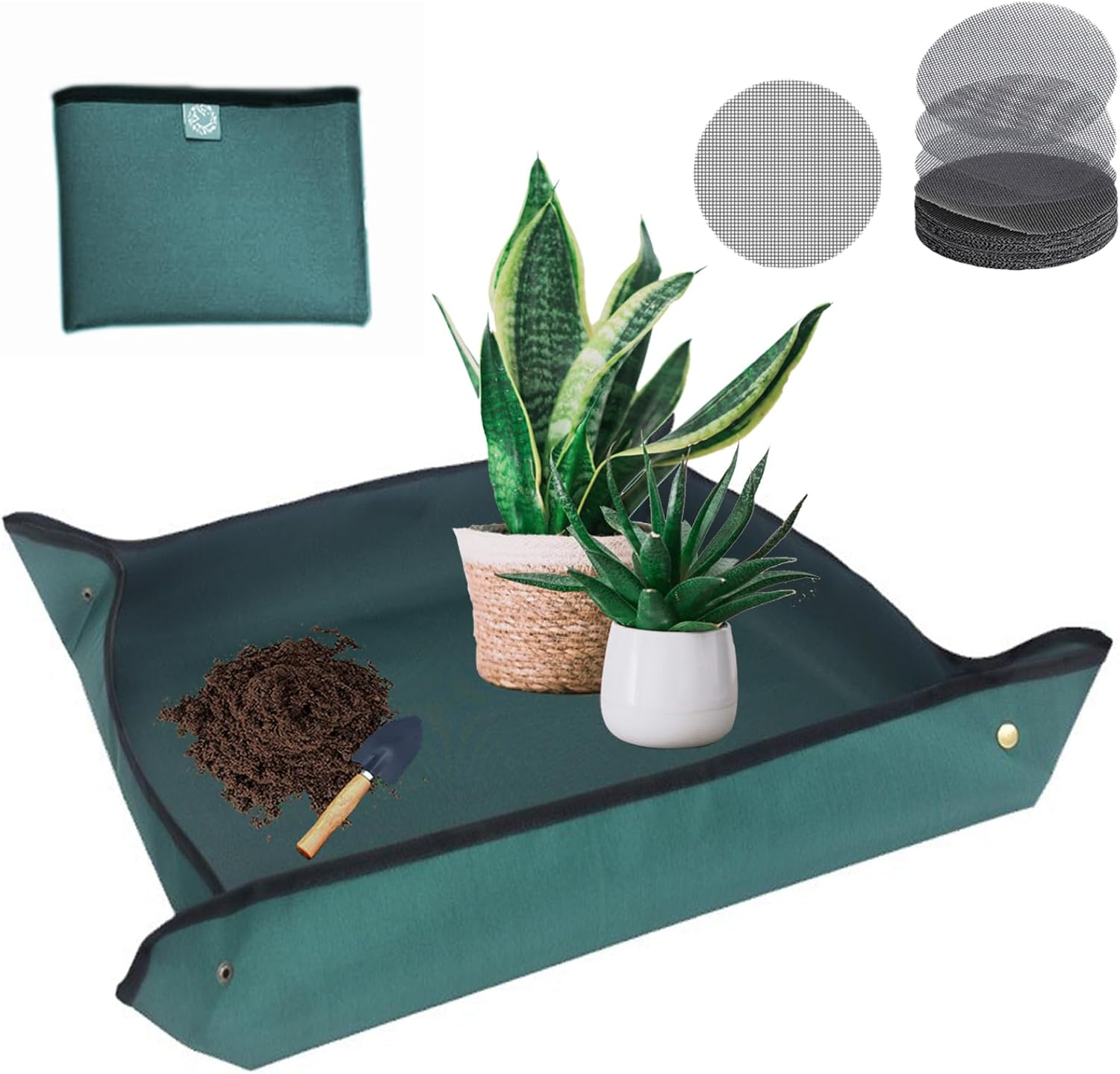 FEIQIAO Leather Pot Mat Repotting Mat, Portable Succulent Plant Mat, Waterproof Thickened Foldable Garden Mat, Pot Plate, Plant Mats for Repotting (Blue, 75 Cm X 75 Cm)