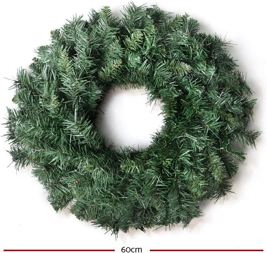 Jingle Jollys Christmas Wreath Garland 60Cm, Diameter Garlands, Decorations Holiday Party Gift Home Garden Store Decor, 2Ft Green 420 Tips Thick Foliage Flower Vine Wreath Assembly Free image number 2