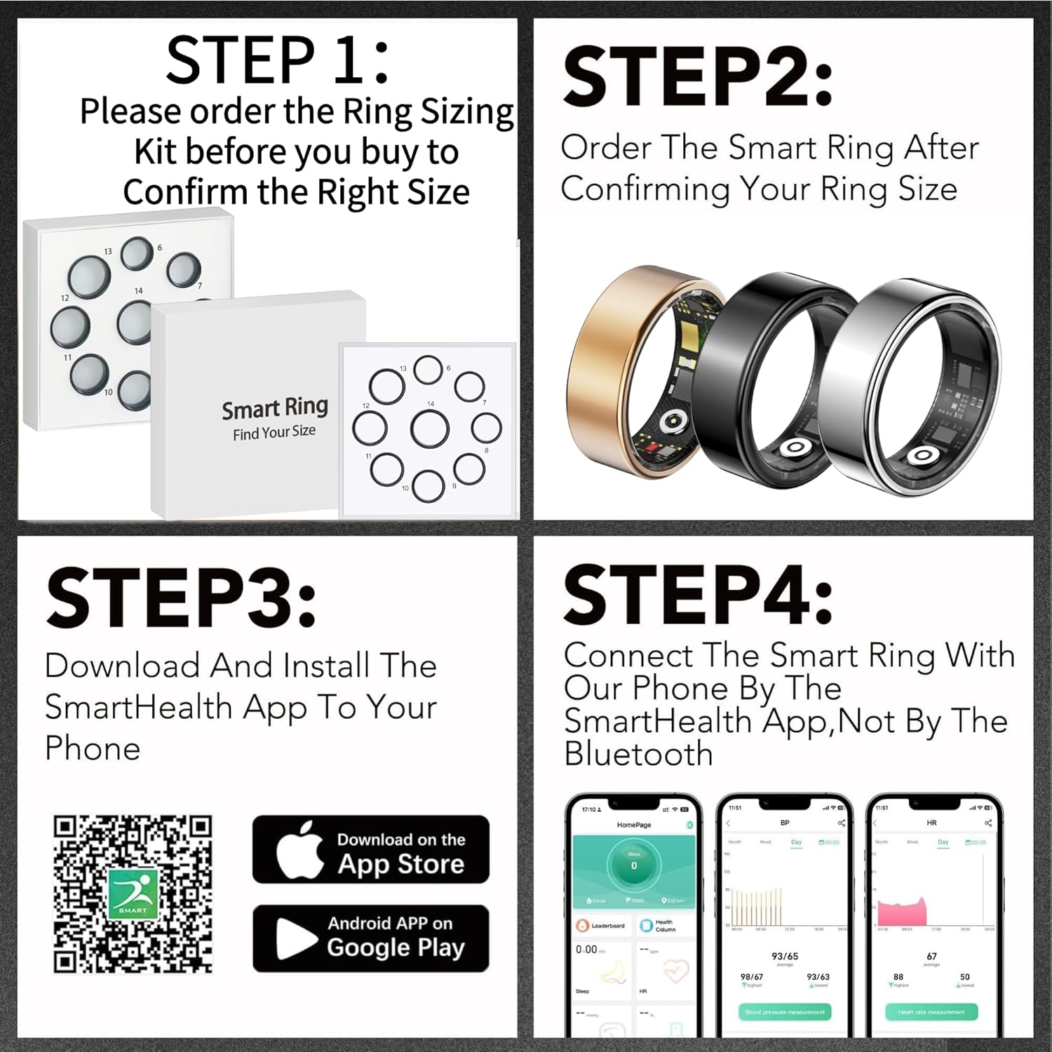 Smart Health Ring for Women Men Fitness Tracker with Step Counting, IP78 Waterproof for Iphone and Android image number 5