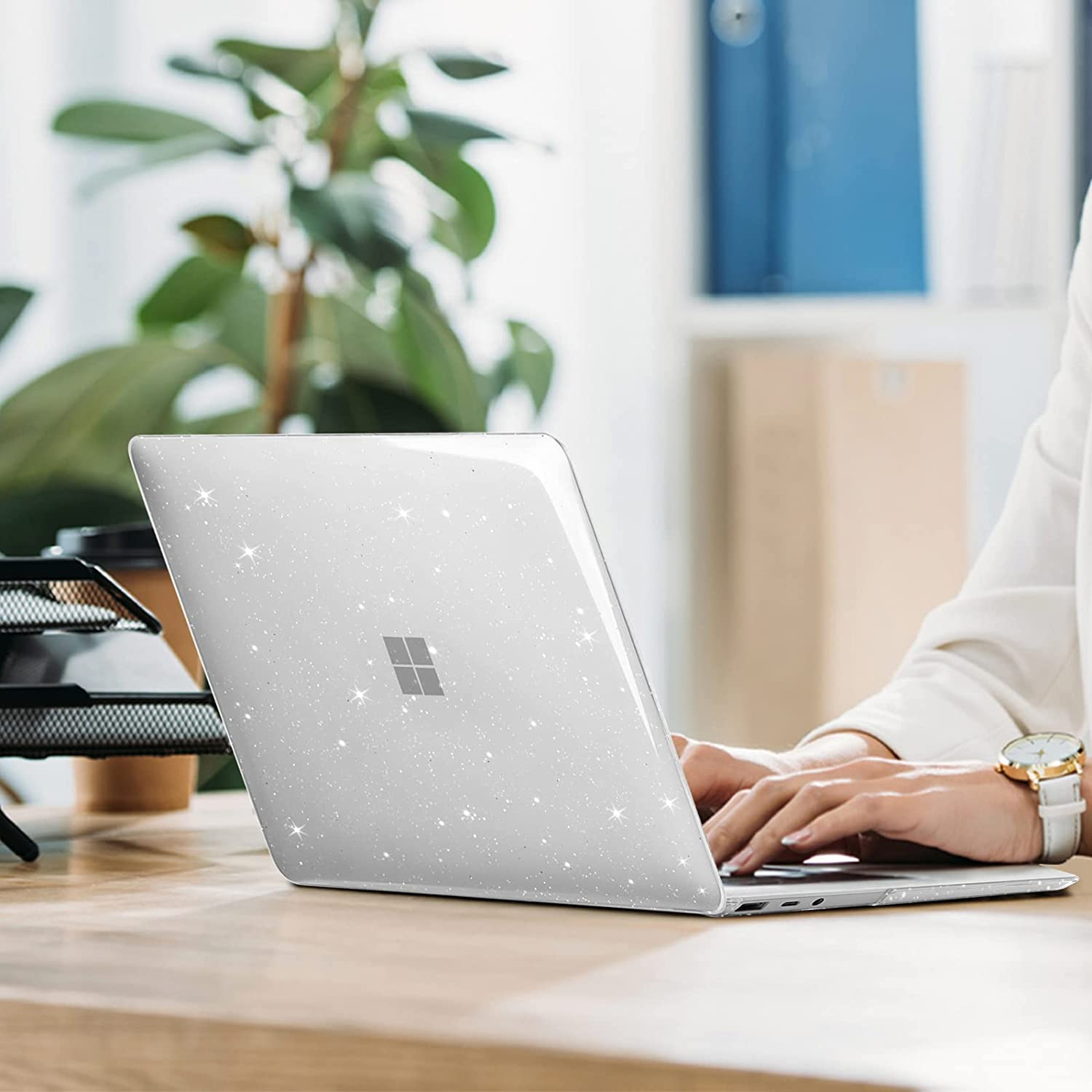 MOSISO Case Only Compatible with Microsoft Surface Laptop Go 3/2/1 12.4 Inch 2023-2020 Release (Models: 2013 & 1943), Protective Glitter Sparkly Plastic Hard Shell Case Cover, Transparent image number 2