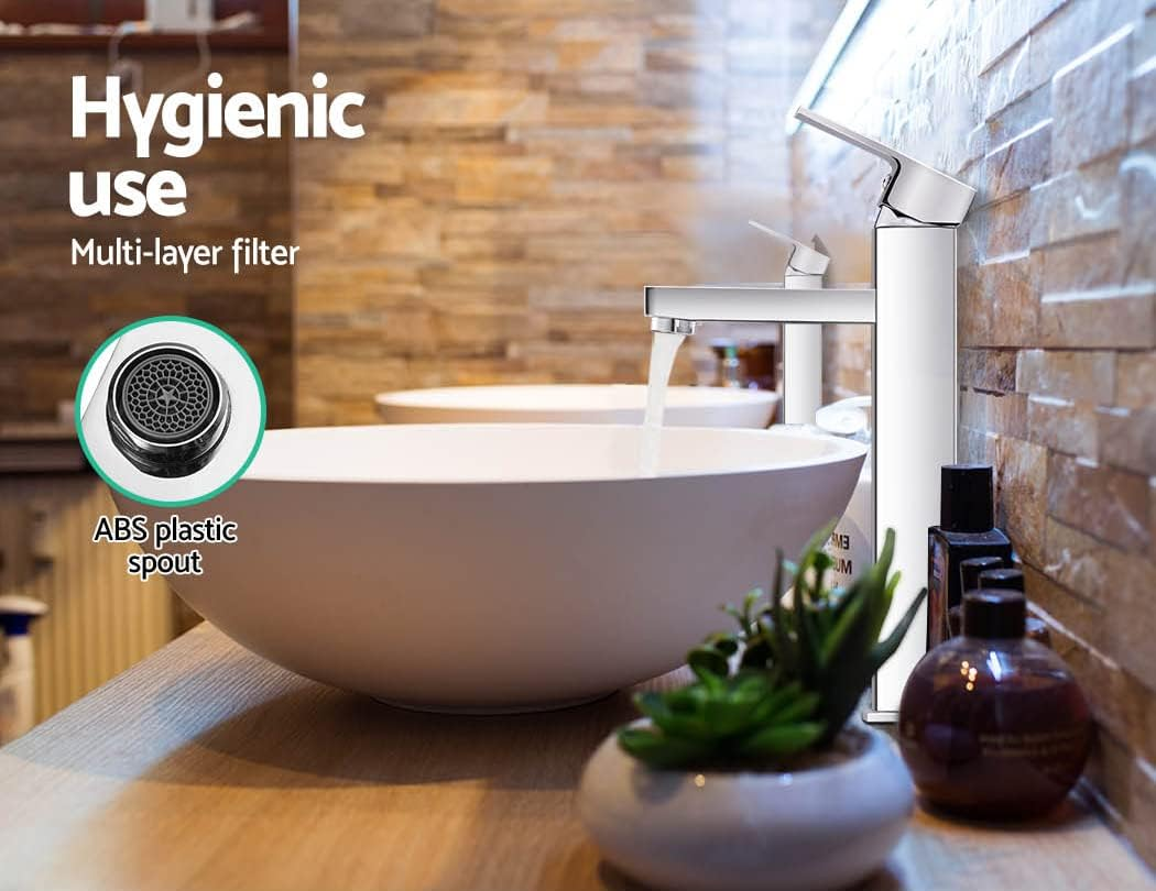 Cefito Basin Mixer Tap, 6L/Min Bathroom Taps Filter Swivel Brass Faucet Kitchen Sink Water Faucets Spray Head Bath Fixtures Home Laundry Vanity Improvement, Hot and Cold Switch Silver image number 2