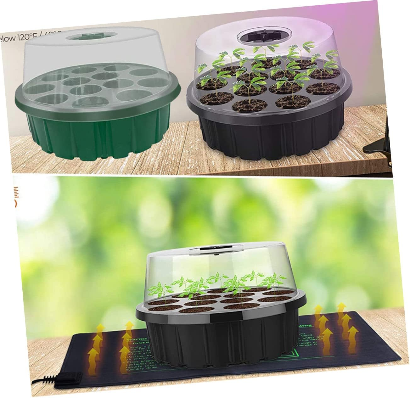 CIMAXIC 2Pcs Seedling Box round Greenhouse Grow Trays for Planting Starter Pots Garden Box Gardening Sprouting Case image number 2