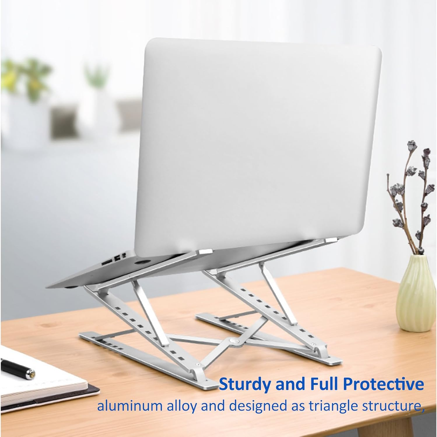 Laptop Stand Kamoon Portable Adjustable Tablet Computer Stand Aluminum Alloy Folding Laptop Stand Compatible Macbook Air Pro, HP More 10-15.6" Laptops & Tablet (Silver-2) image number 6