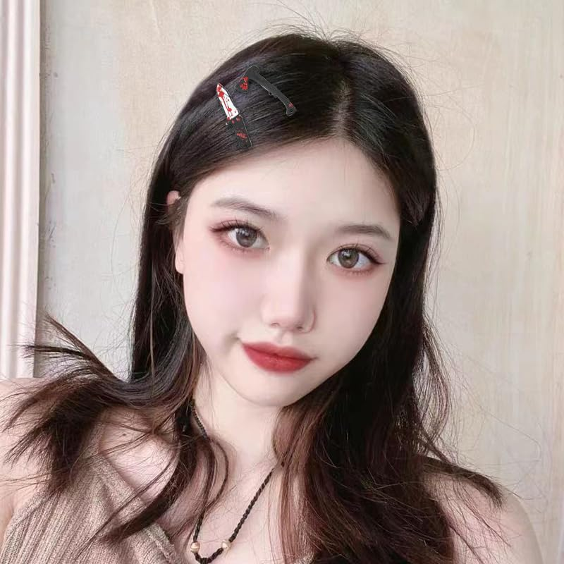 Halloween Costume Hair Clips for Women Thin Thick Hair Blood Hair Clips for Girls Halloween Decorative Hair Clips for Women Hair Accessories Fine Hair Clips for Thin Hair Barrettes for Women Cosplay - Halloween Blood Hair Clips image number 5