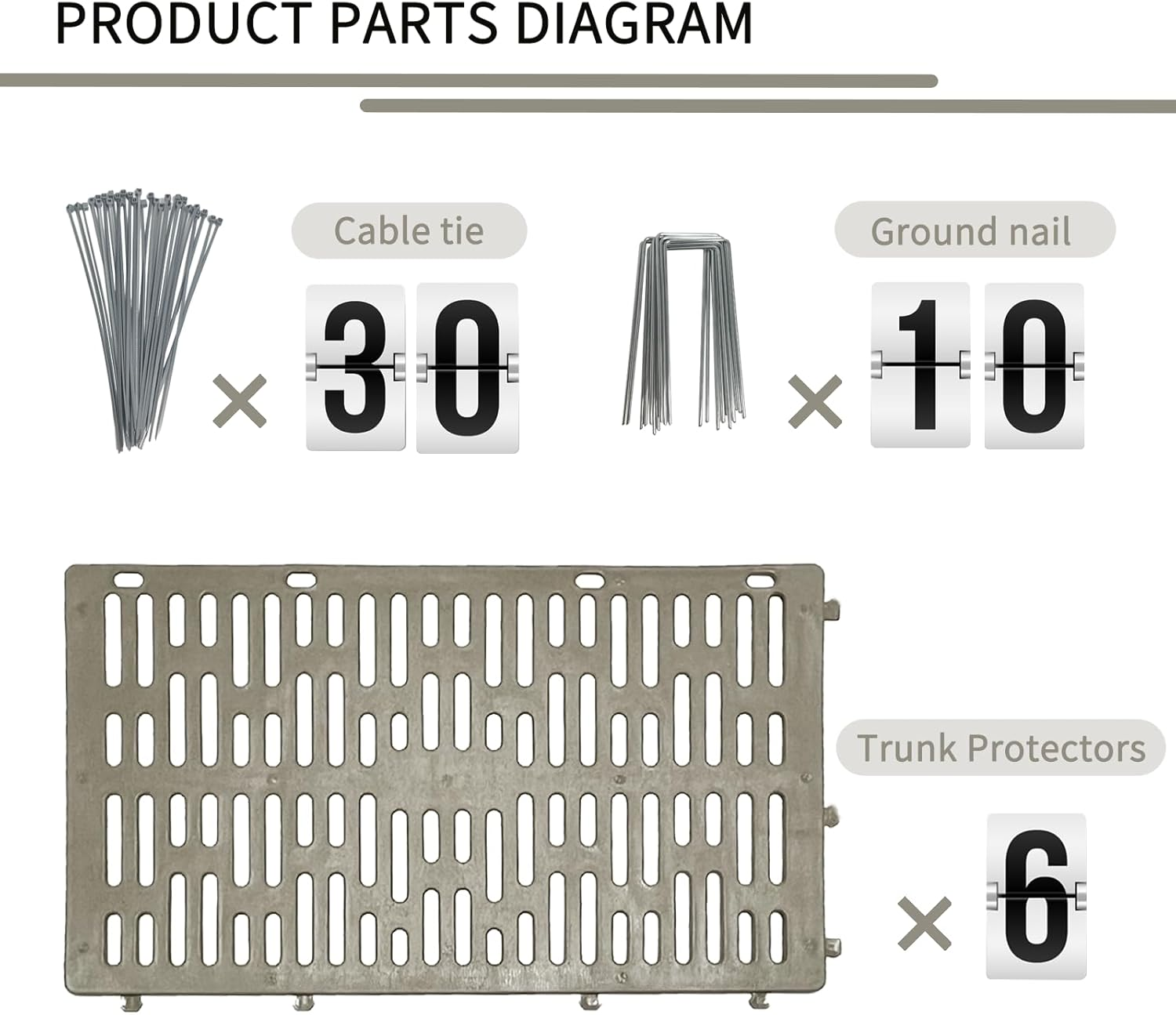 6 Tree Trunk Protectors, Expandable Nursery Net Bark Protective Cover, with 40 Connectors, Suitable for Plant Protection Devices Such as Trimmers, Lawn Mowers, and Rodents (Gray Brown) image number 4