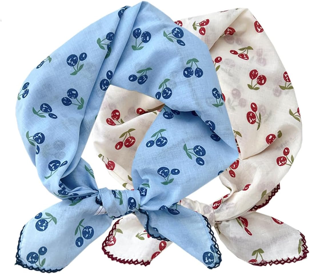 Pemilosci 2 Pack Large Cotton Bandana Headband, Head Wrap, Protective Coverage, Hair Neck Scarf for Women 28 X 28 Inch