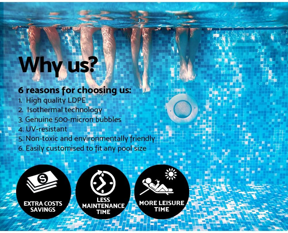 Aquabuddy Pool Cover Blue Silver 400 Microns 6.5X3M Swimming Solar Pools Covers, above Ground, Bubble Blanket Rectangle Reels Blankets Outdoor Heater Garden Summer image number 3