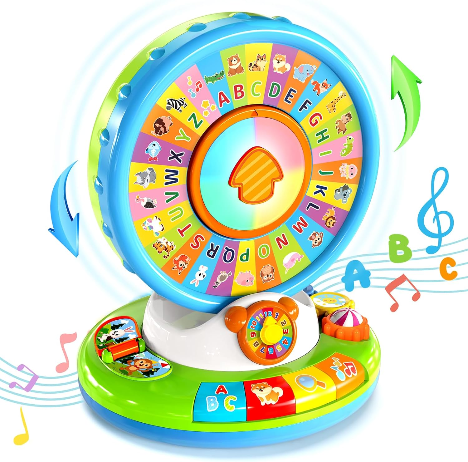 Toys for 1 2 3 Year Old Boy Girl, Musical Spin and Sing Alphabet Zoo, Learning Toys for Toddlers 1-3, Educational Interactive Toys, Christmas Birthday Baby Boys Girls Age 6-9-12-18 Months image number 5