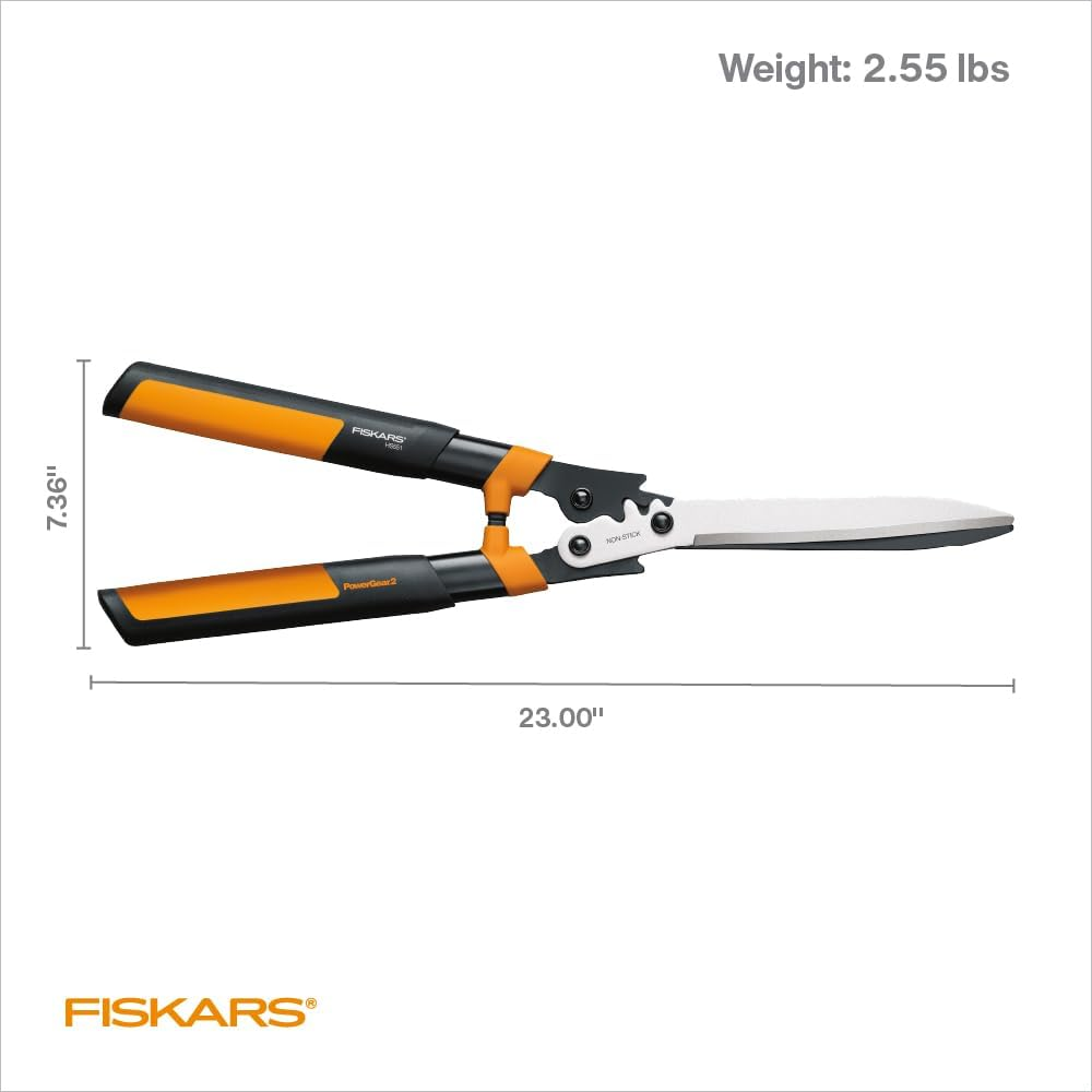 Fiskars Garden 392861-1002 Powergear2 Hedge Shears, 23", Black/Orange image number 6
