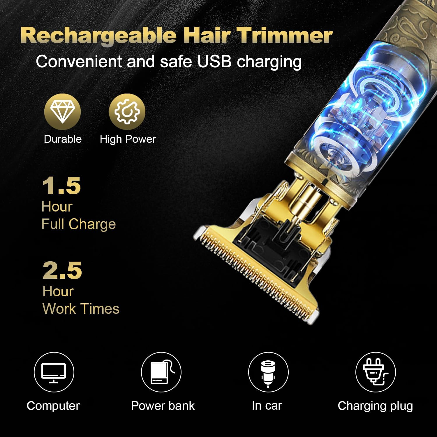 Hair Clippers for Men Head Shavers Zero Gapped Cutting Grooming Kit image number 4