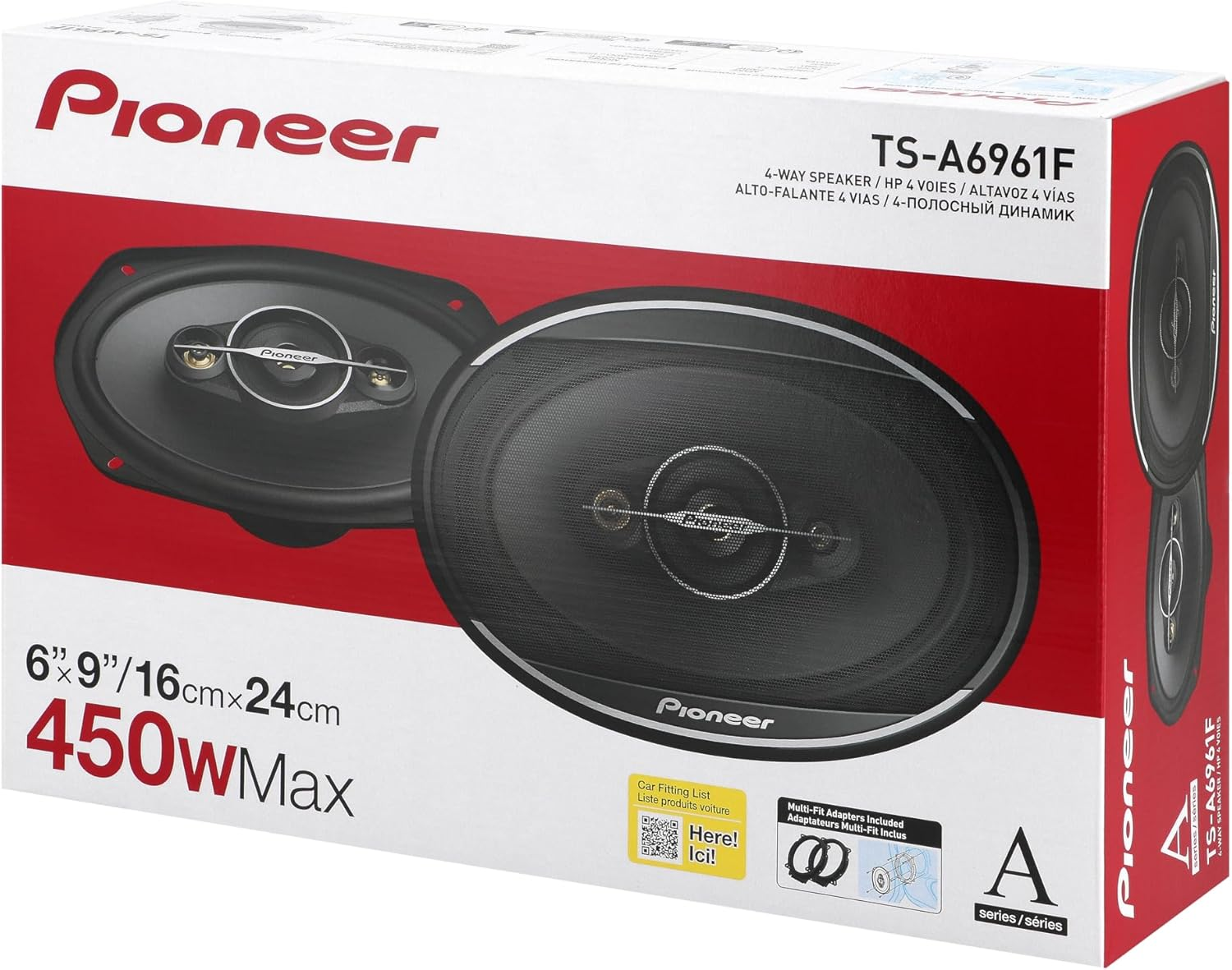 PIONEER A-Series TS-A6961F, 4-Way Coaxial Car Audio Speakers, Full Range, Clear Sound Quality, Easy Installation and Enhanced Bass Response, Black 6&rdquo; X 9&rdquo; Oval Speakers image number 1