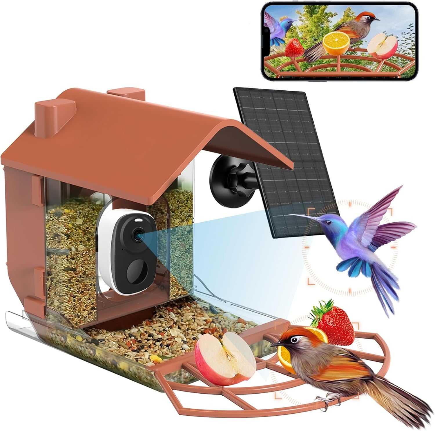 Vuebee Smart Bird Feeder Camera, Solar Powered Bird Feeder, Automatic Video Capture & Motion Detection, with AI Identify Function