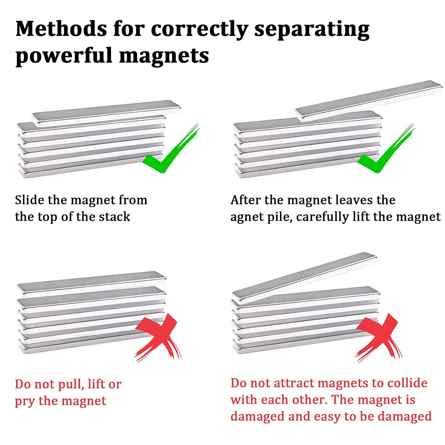 MIN CI 10 Pack Strong Neodymium Magnets Bars Heavy Duty,Rectangular Permanent Rare Earth Magnets with Adhesive Backing,For Kitchen Lockers Craft Tool Storage,50X10X3Mm image number 4