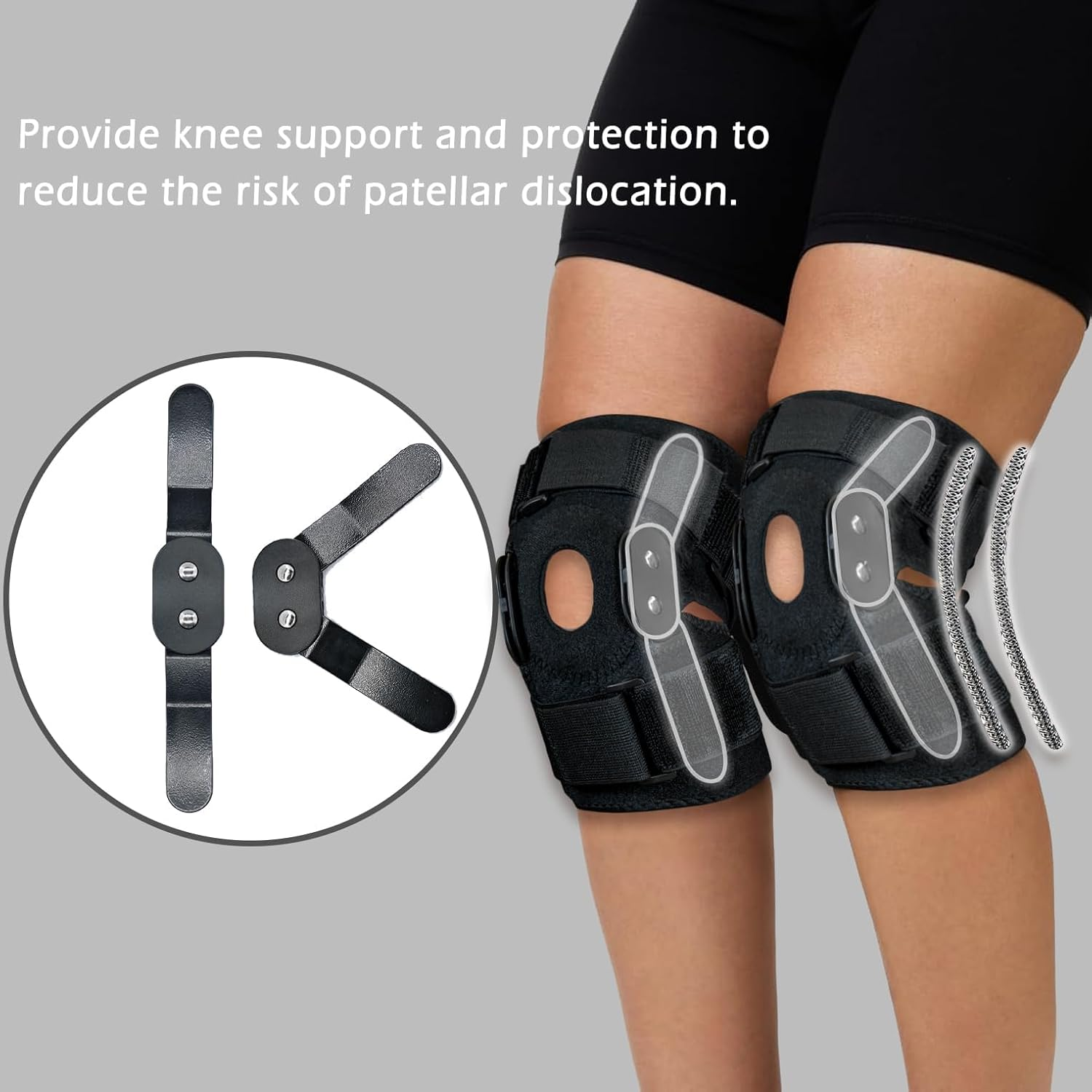 Hinged Knee Brace for Knee Pain with Side Stabilizers Knee Braces for Women Men Adjustable Knee Pad for Meniscus Tear plus Size Compression Patella Gel Pads Knee Support for ACL, MCL image number 1