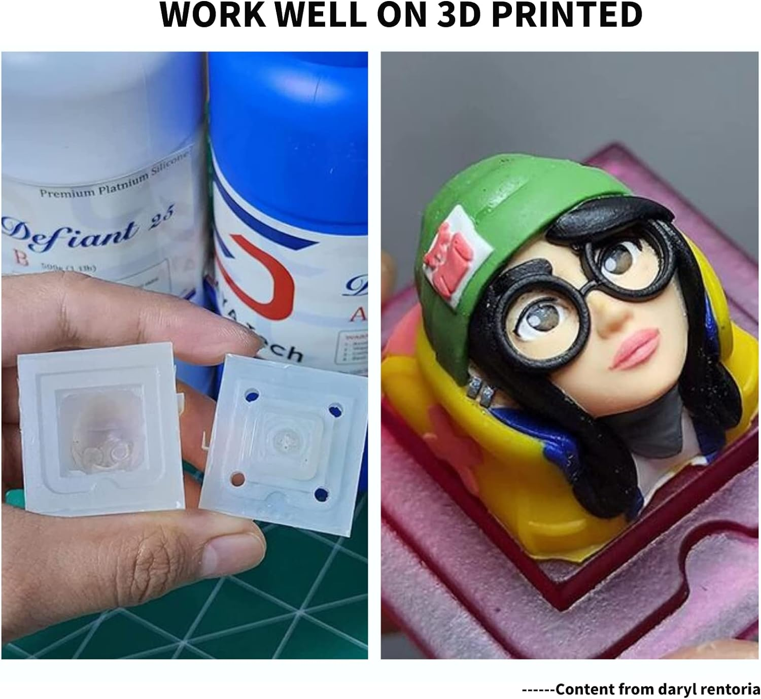 Siraya Tech Defiant 25 Platinum Silicone Mold Making DIY Kit, 25A Hardness, Translucent, Ideal with 3D Printing UV Resin, Easy to Stop Curing Inhibition, No Coating, for Casting Epoxy Resin (35.27 Oz) - Clear image number 1