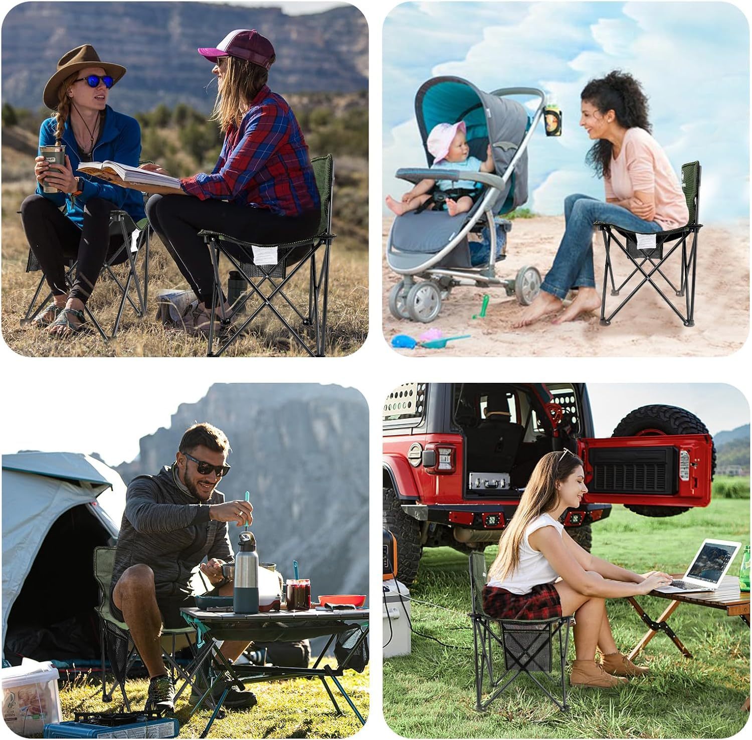 Camping Hiking Chair Outdoor Fishing BBQ Garden Seat, Portable Lightweight Picnic Beach (Green) image number 1