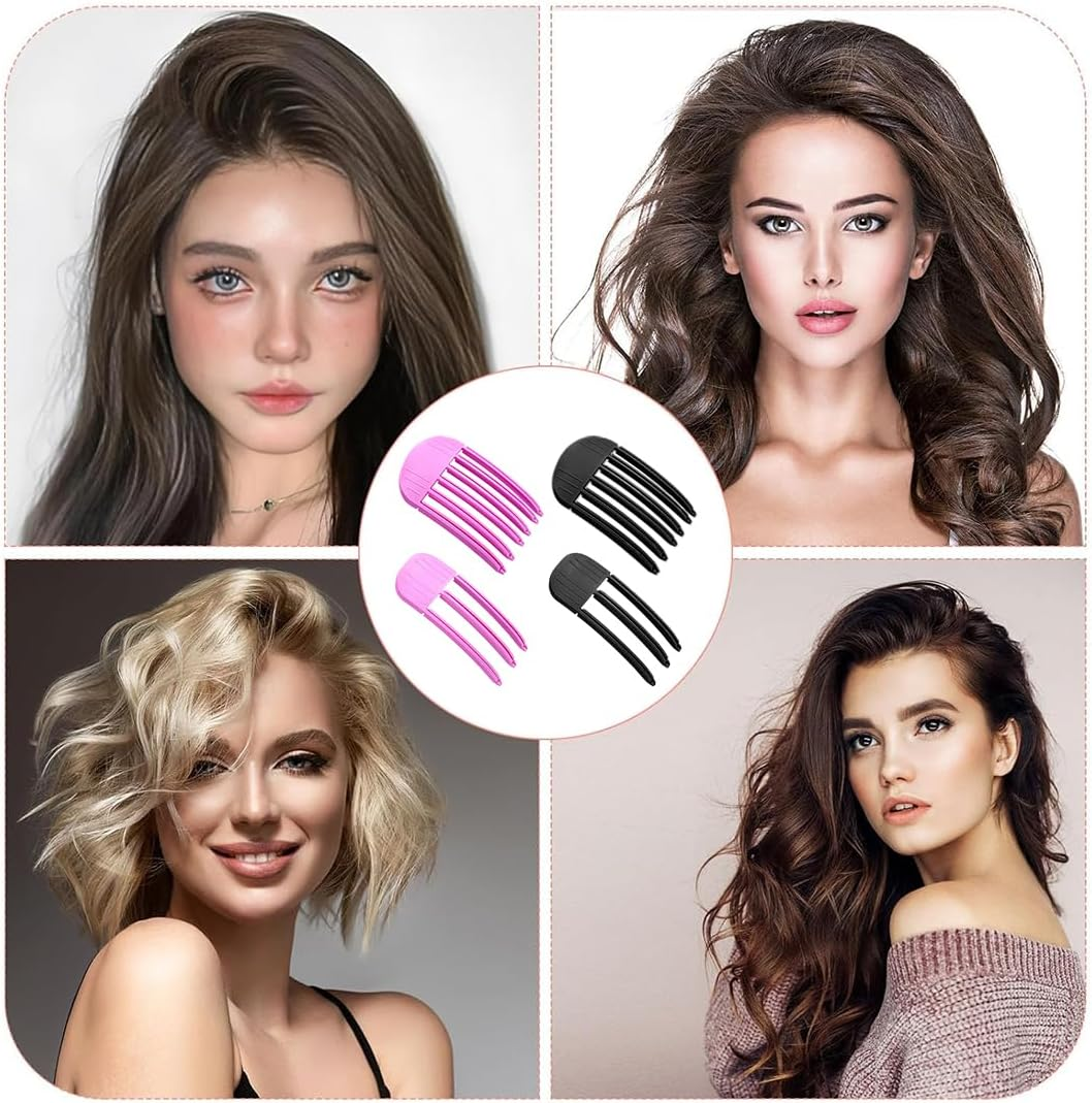 Pack of 4 Hair Clips for Styling, Hair Bangs Clip, Volume Hair Clips for Fluffy Bangs, Volume Clip for Hairline, Hair Root Lifting Clips for Men and Women (Rose Red + Black) image number 1
