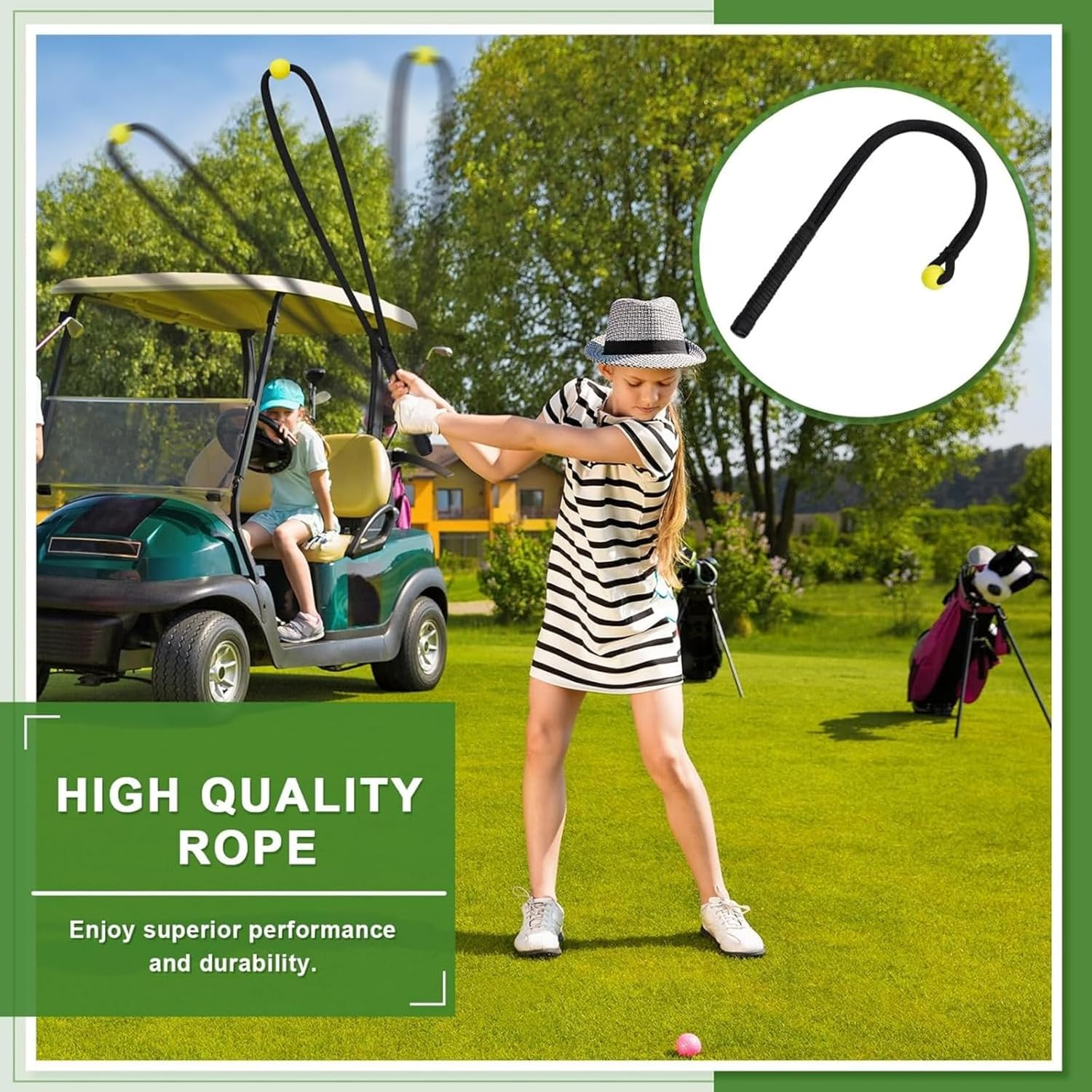 Golf Swing Rope Trainer - Golf Swing Training Aid for Beginner Indoor Outdoor Golf Practice, Warm-Up Exercise Posture Corrector, Improved Speed & Power Practice Equipment with Storage Bag