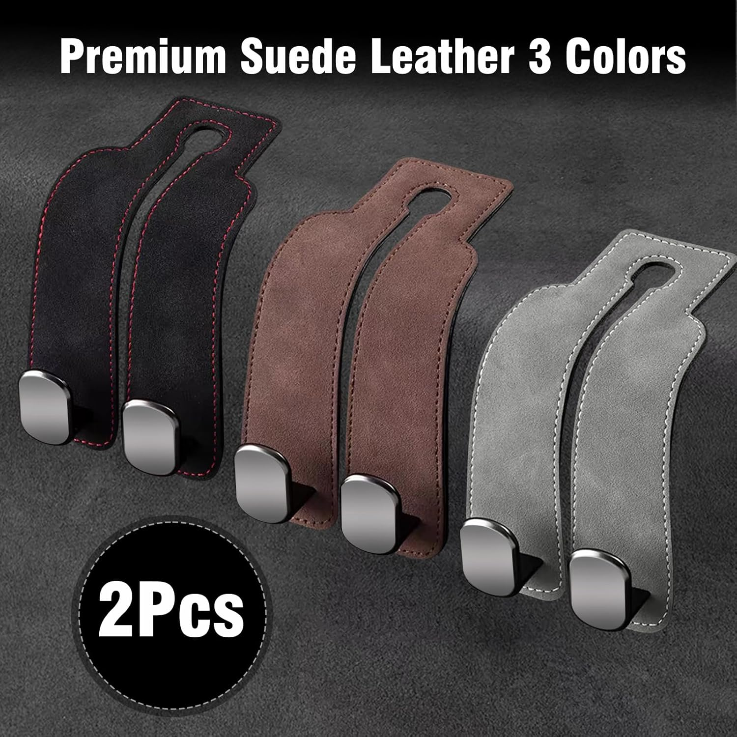 2 Pack Car Bag Hook,Car Seat Back Storage Hook for Headrest,Car Accessories Interior,Multifunctional Car Headrest Hanger with Metal Hooks for Purses,Handbags,Mobile Phone (Brown) image number 5