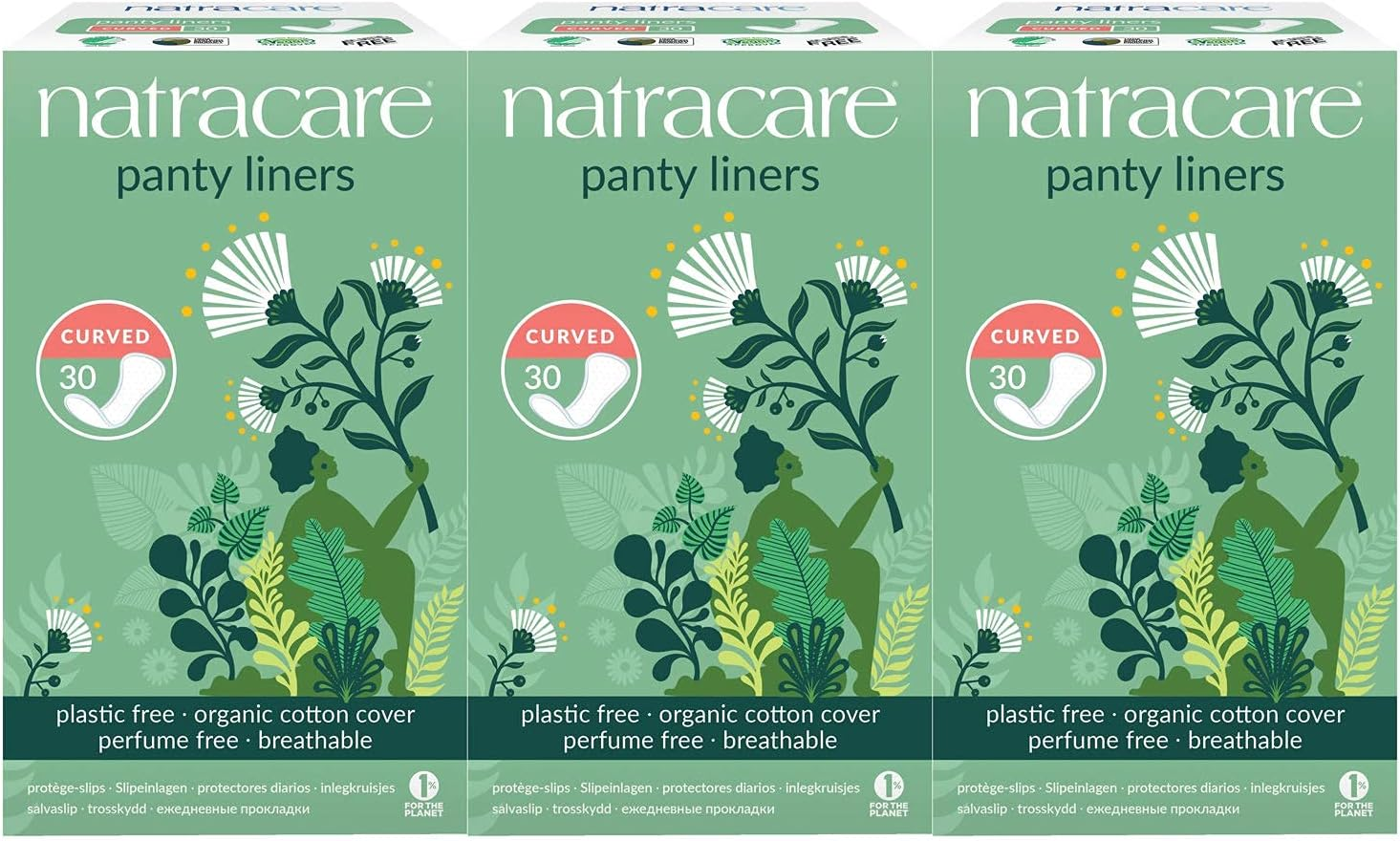 Natracare - Curved Panty Liners - Organic 30 X 3 Packs