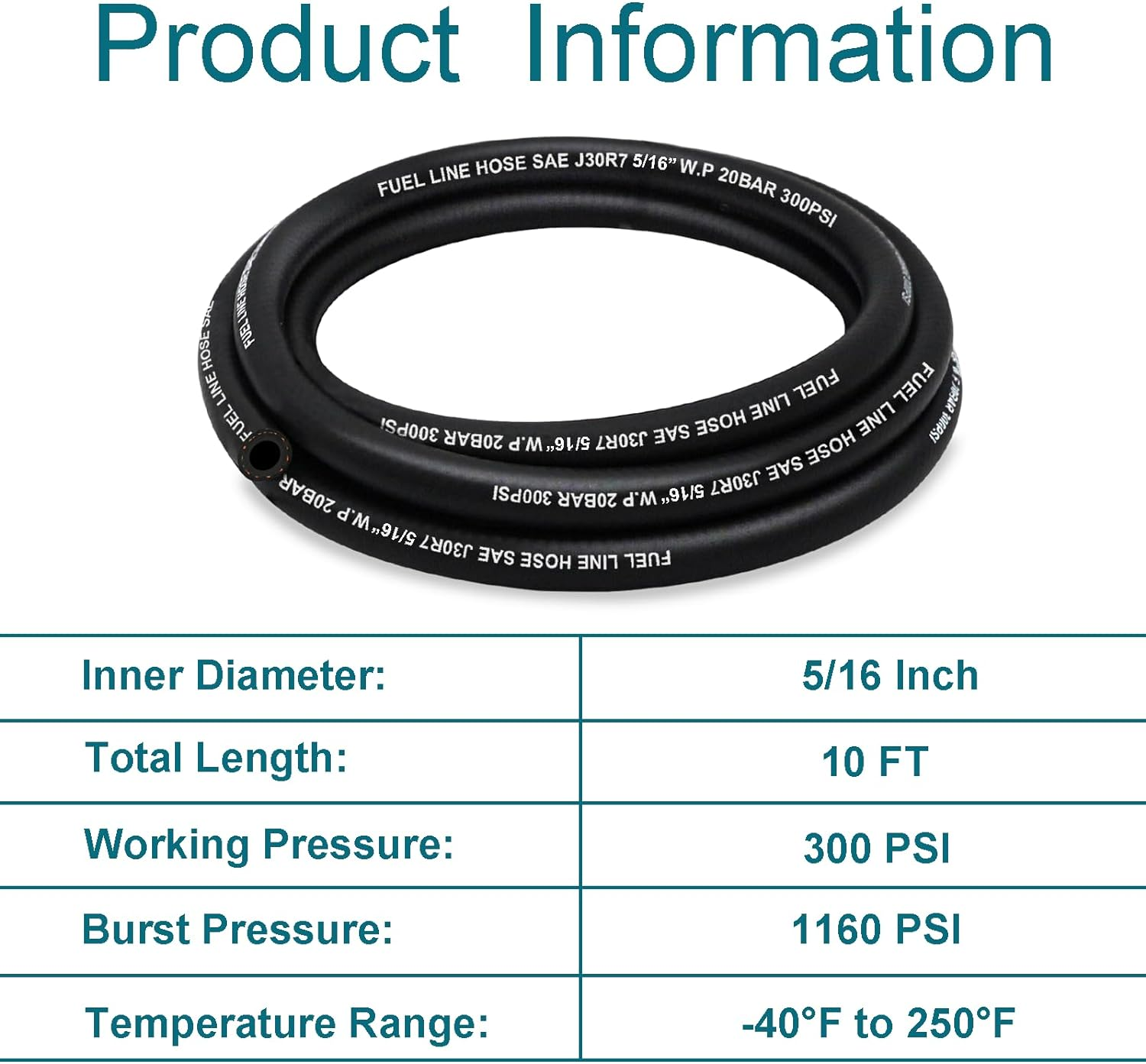 Fuel Line 5/16 Inch ID, Fuel Hose 10FT, J30R7 Fuel Line Hose NBR for Automotive Fuel Systems Engines. image number 4