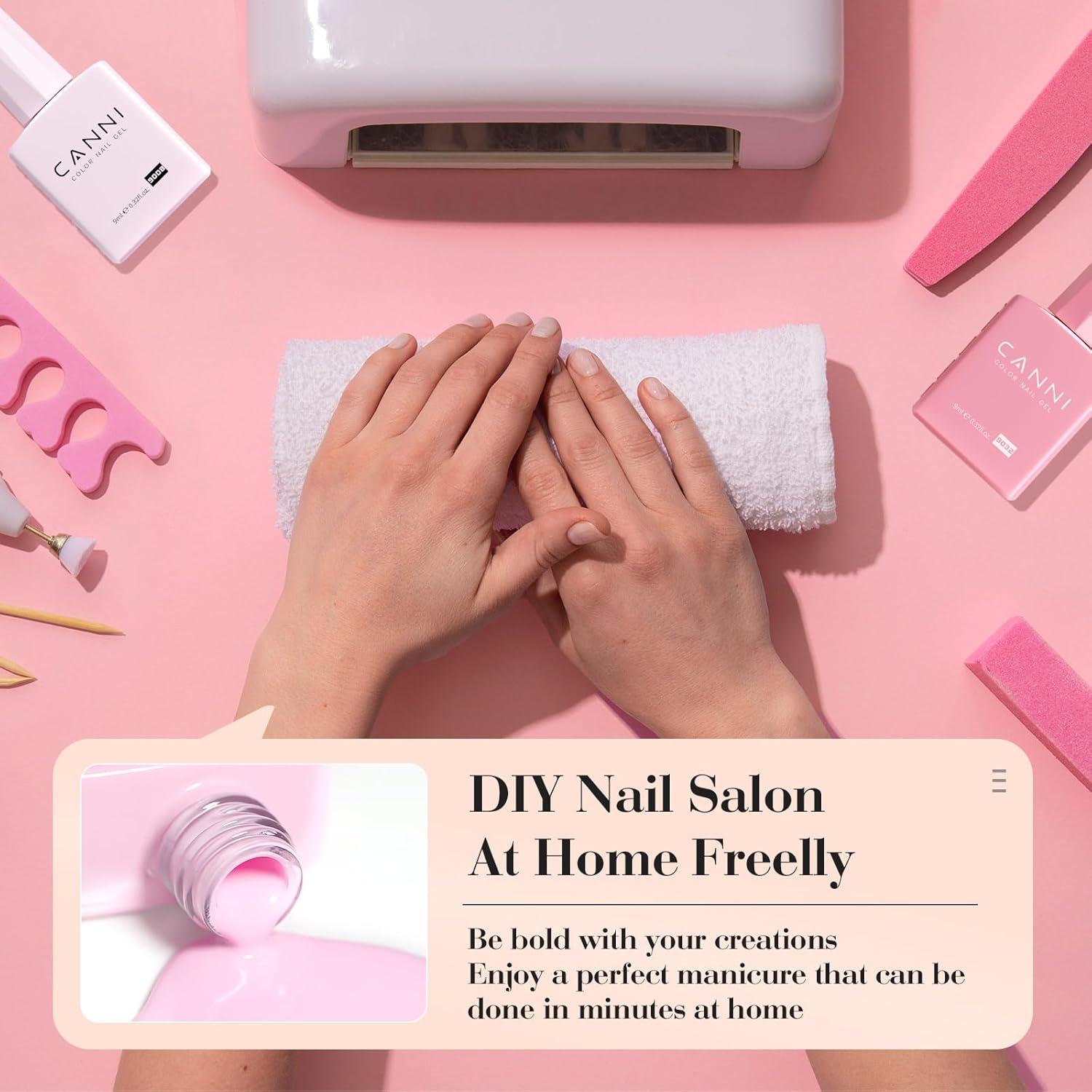CANNI 9Ml Hema-Free Gel Nail Polish Set- 6Pcs Light Pink Nail Gel Manicure Kit, Soak off LED Polish DIY at Home Salon Gifts for Women Girls image number 5