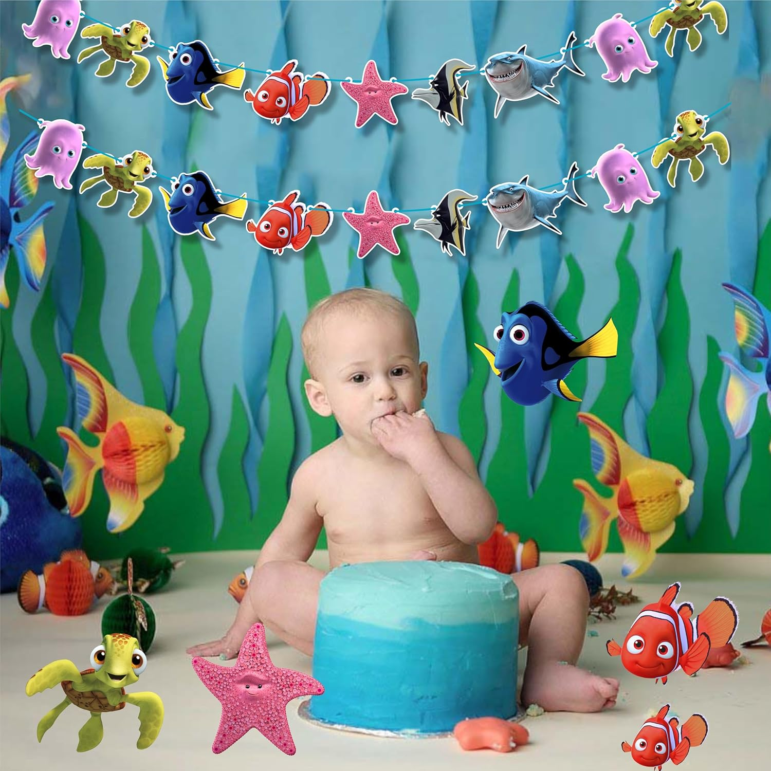 Findng Nmo Garland Decoration &ndash; Ocean-Themed Birthday Party Banner for Kids, Cute under the Sea Hanging Decor for Nmo-Inspired Celebrations image number 5