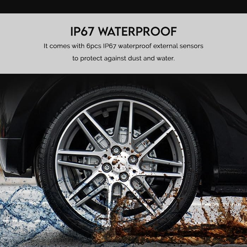 Elinz Tyre Pressure Monitoring System with 6 External Waterproof Sensors Trailer Caravan TPMS, Easy to Install, 5 Alarm Modes image number 3