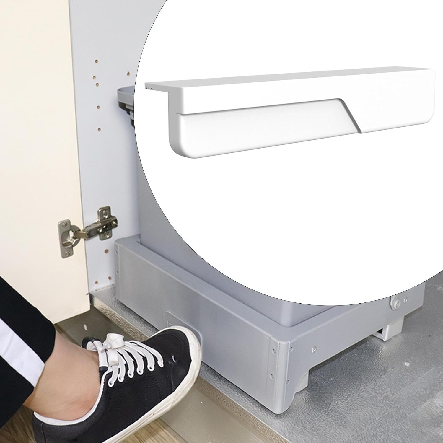 Yuksok Cabinet Foot Pull,Touchless Opener Trash Door Opener Handsfree Foot Handle for under Cabinet,Under Sink Trash Bin,Garbage Bin, White image number 6